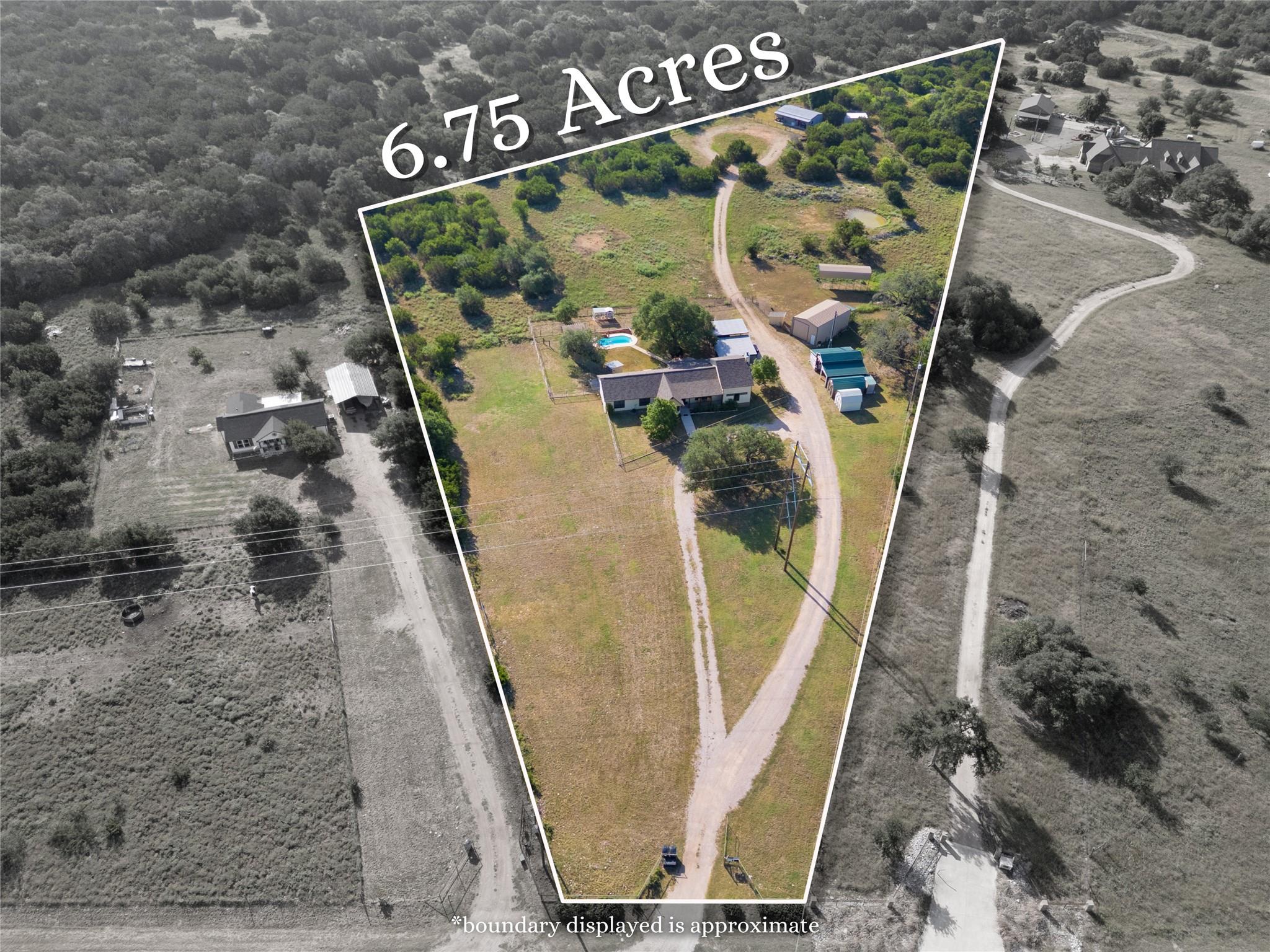 Aerial view of property's location with property 