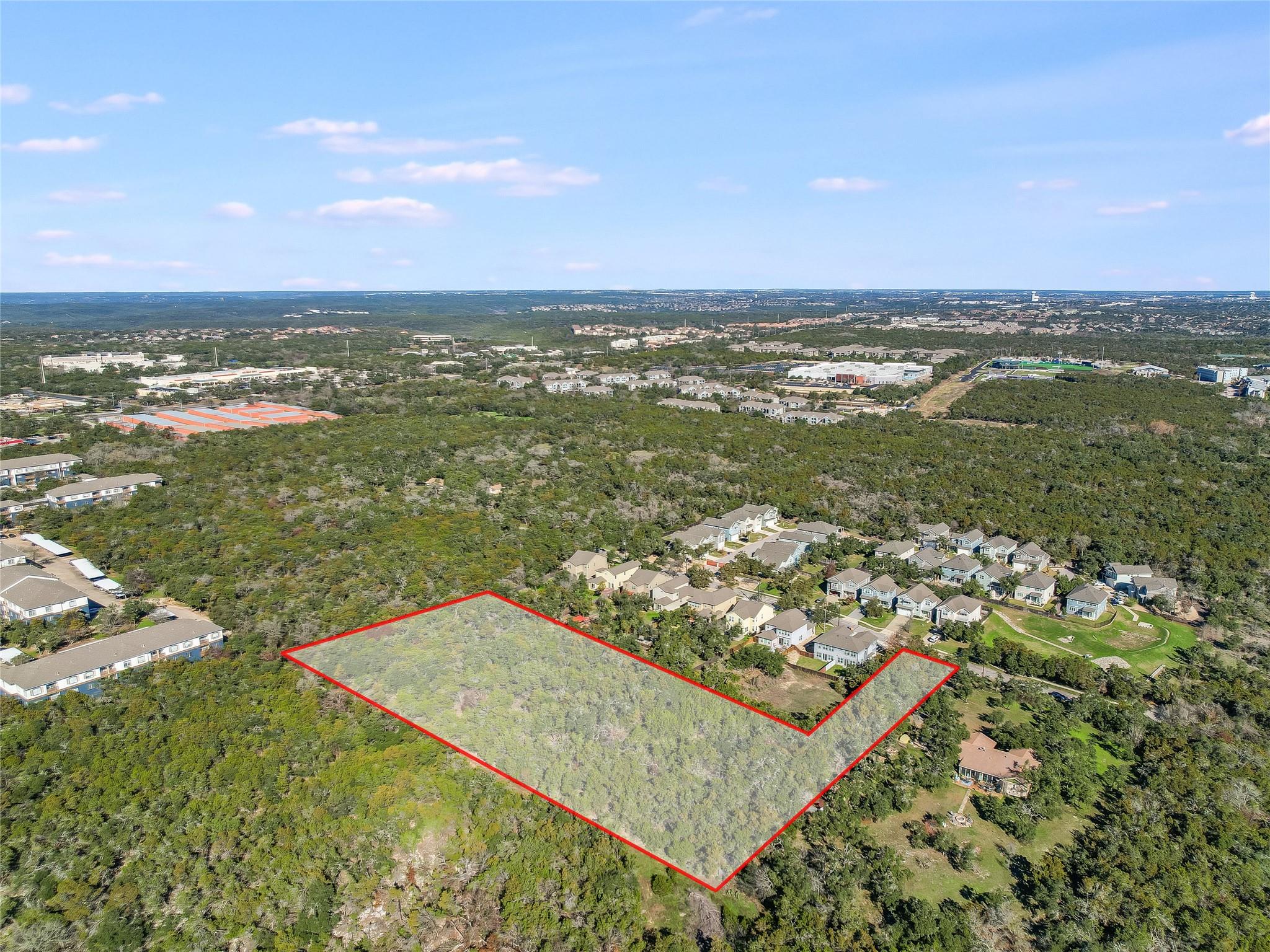 Aerial perspective of suburban area featuring pro