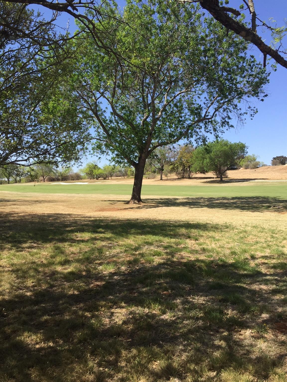 View of green lawn featuring view of golf course