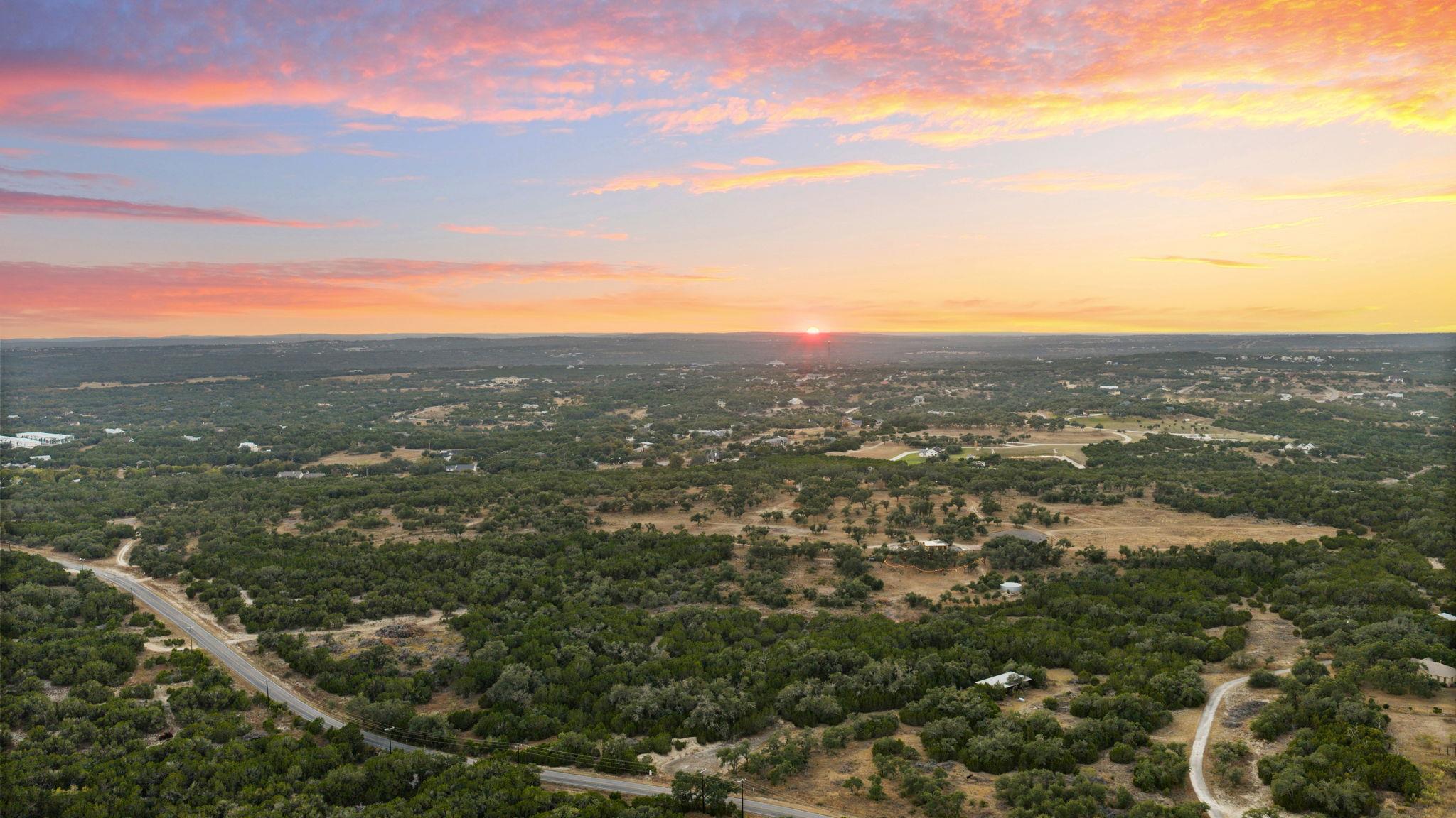 Aerial view at dusk