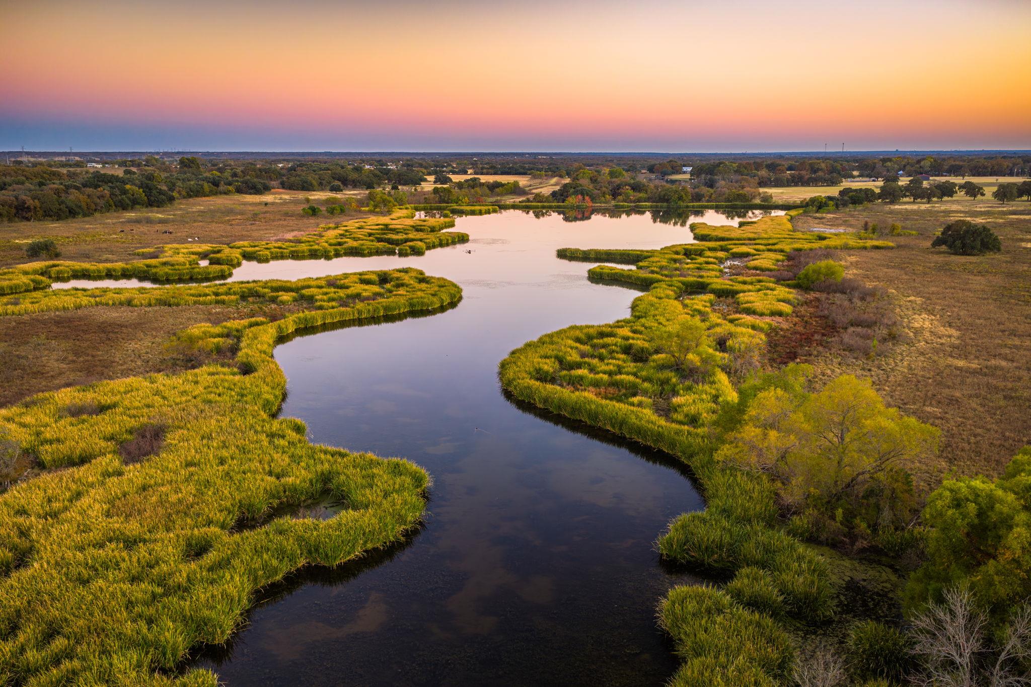 Drone / aerial view of a nearby body of water