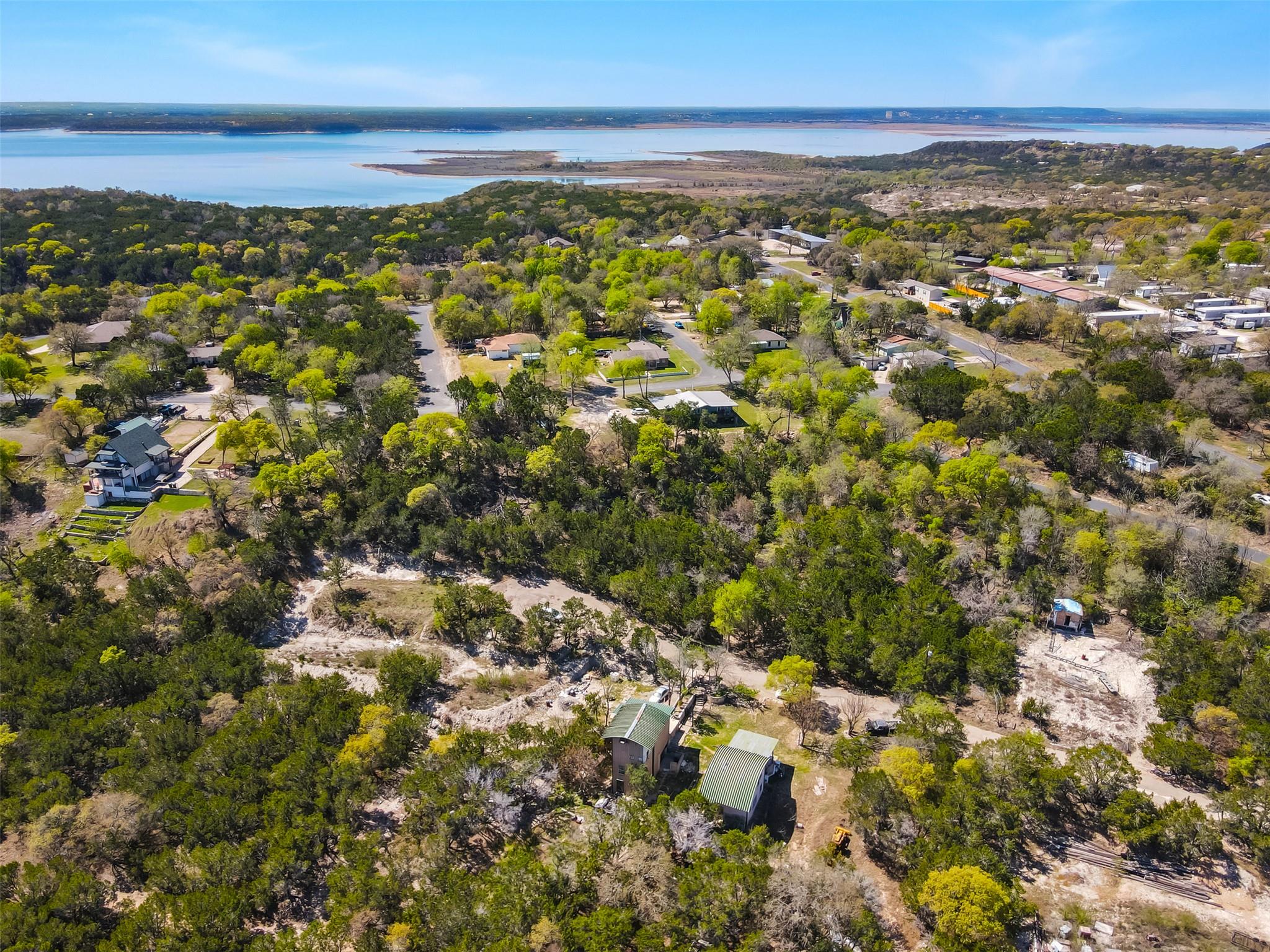 Aerial overview of property's location with a nea