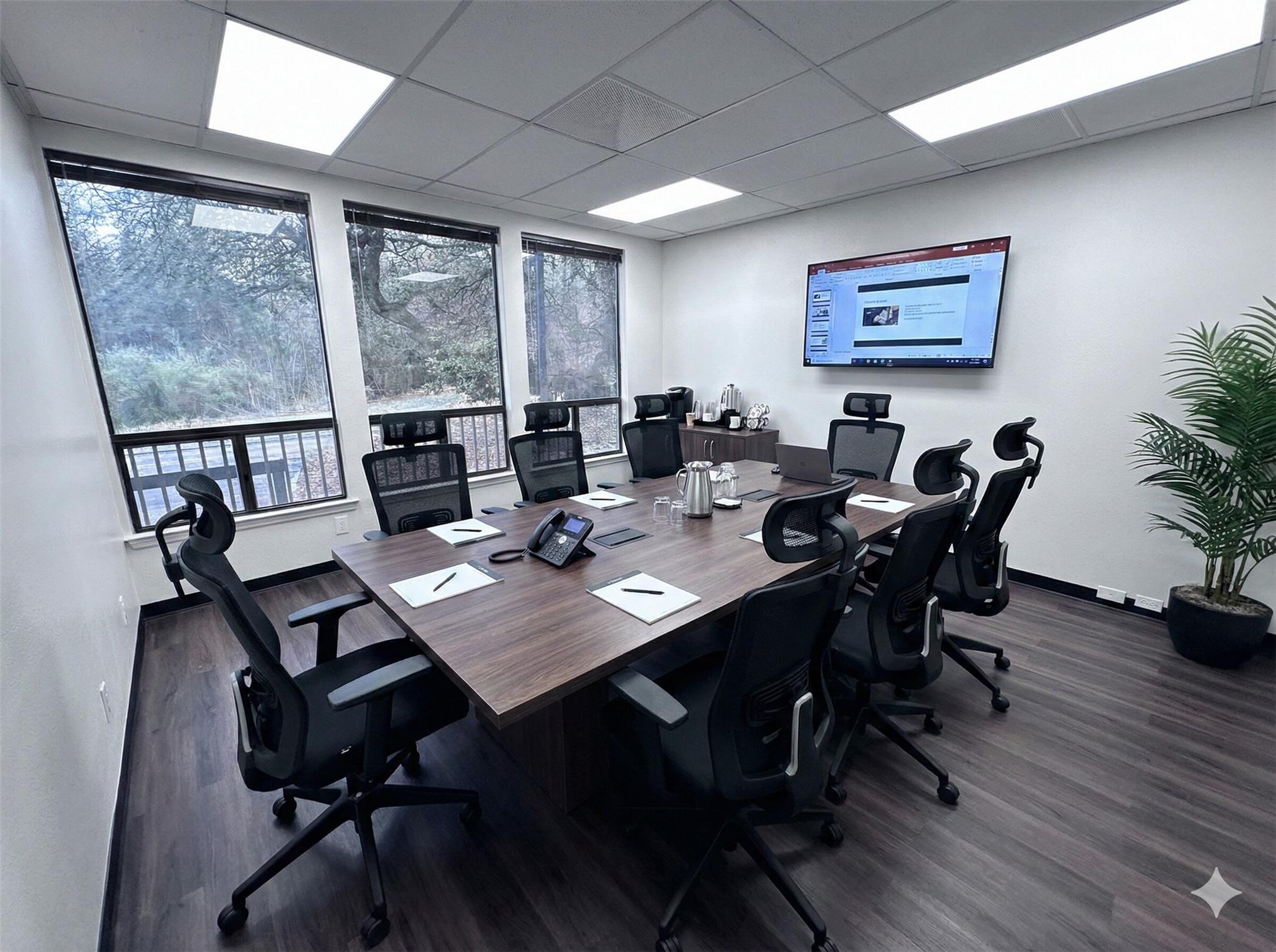 Office space with a drop ceiling