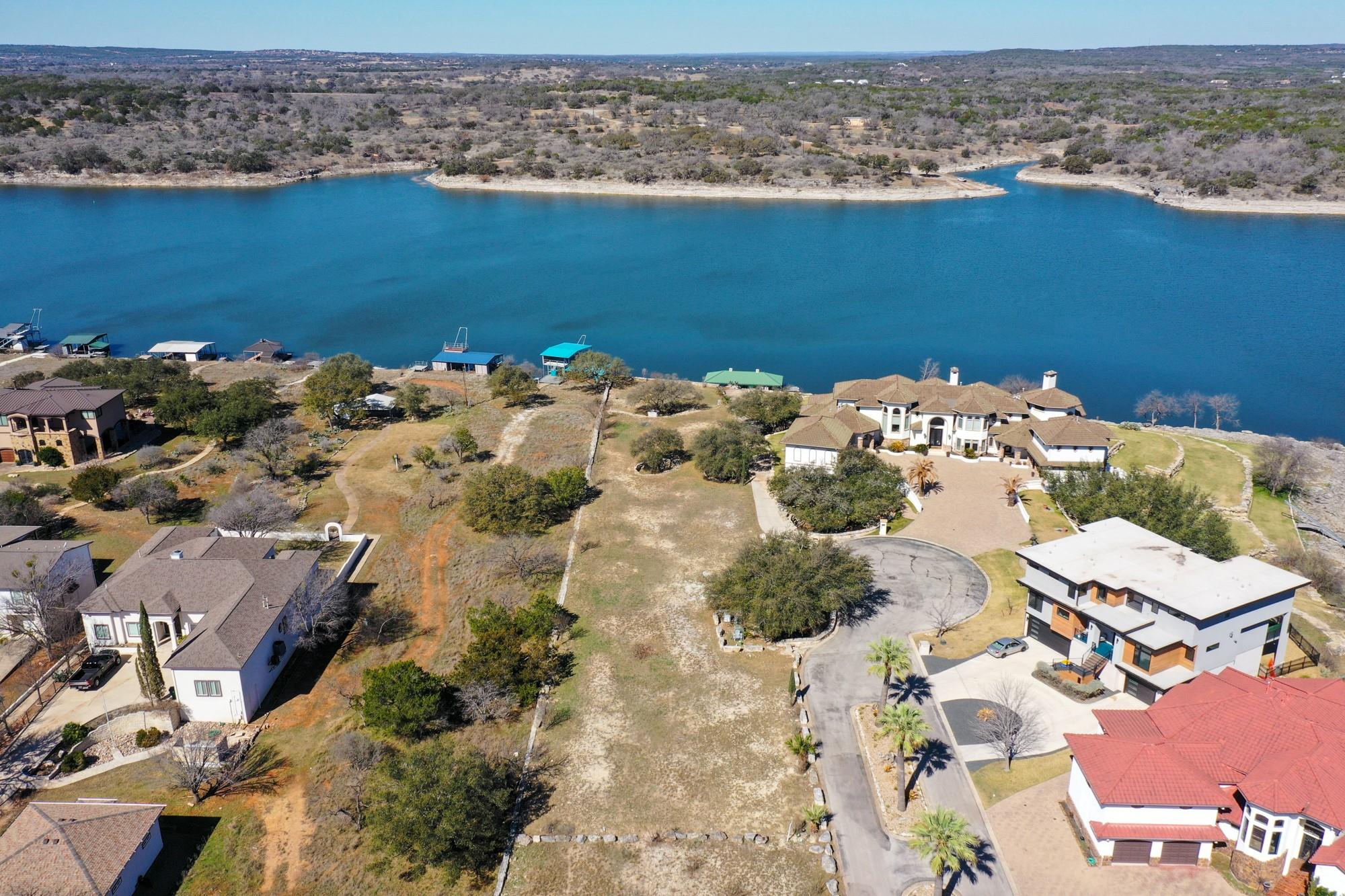 Aerial perspective of suburban area with a large 