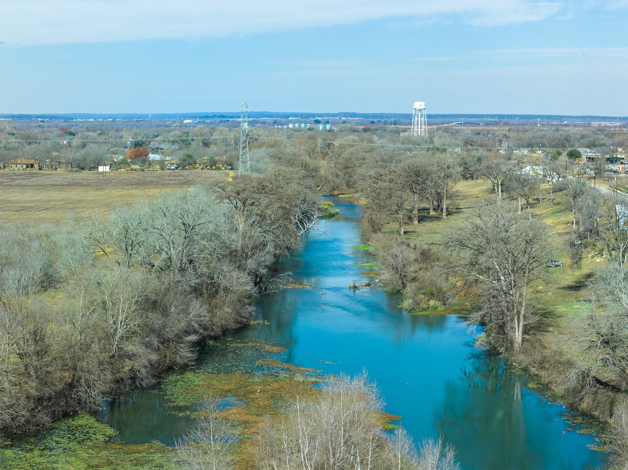 Bird's eye view of a nearby body of water