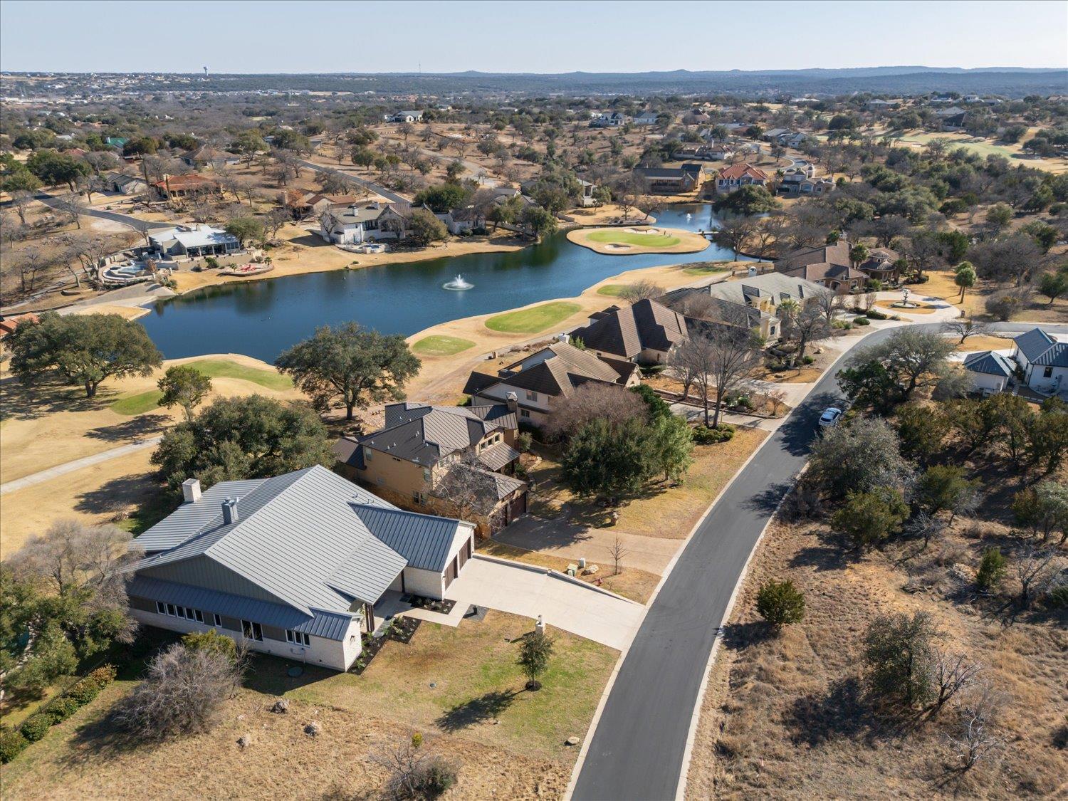 Aerial perspective of suburban area featuring a n