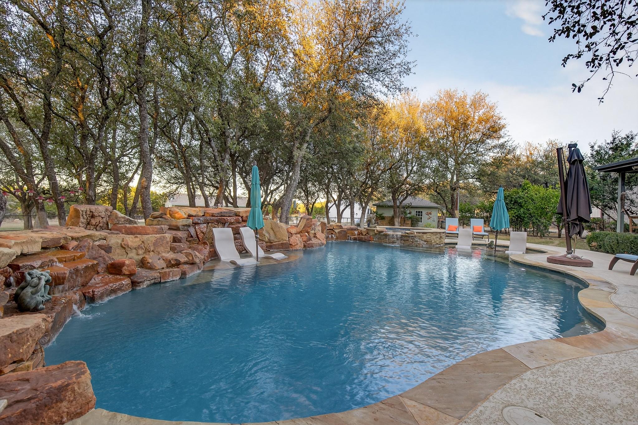 Outdoor pool featuring a patio area