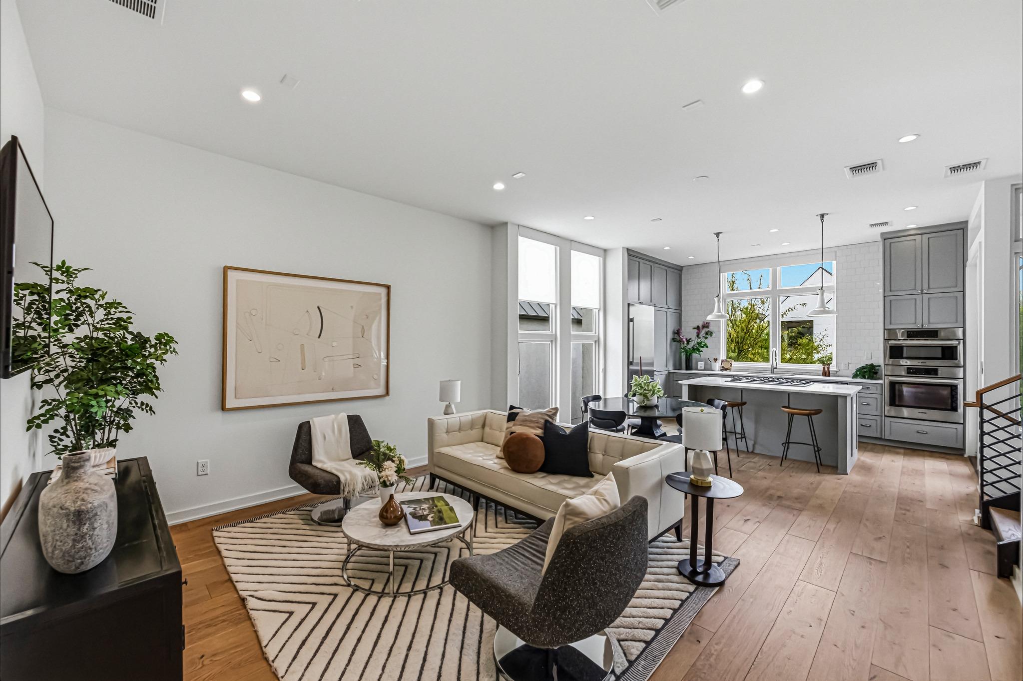Living area featuring light wood-style floors and