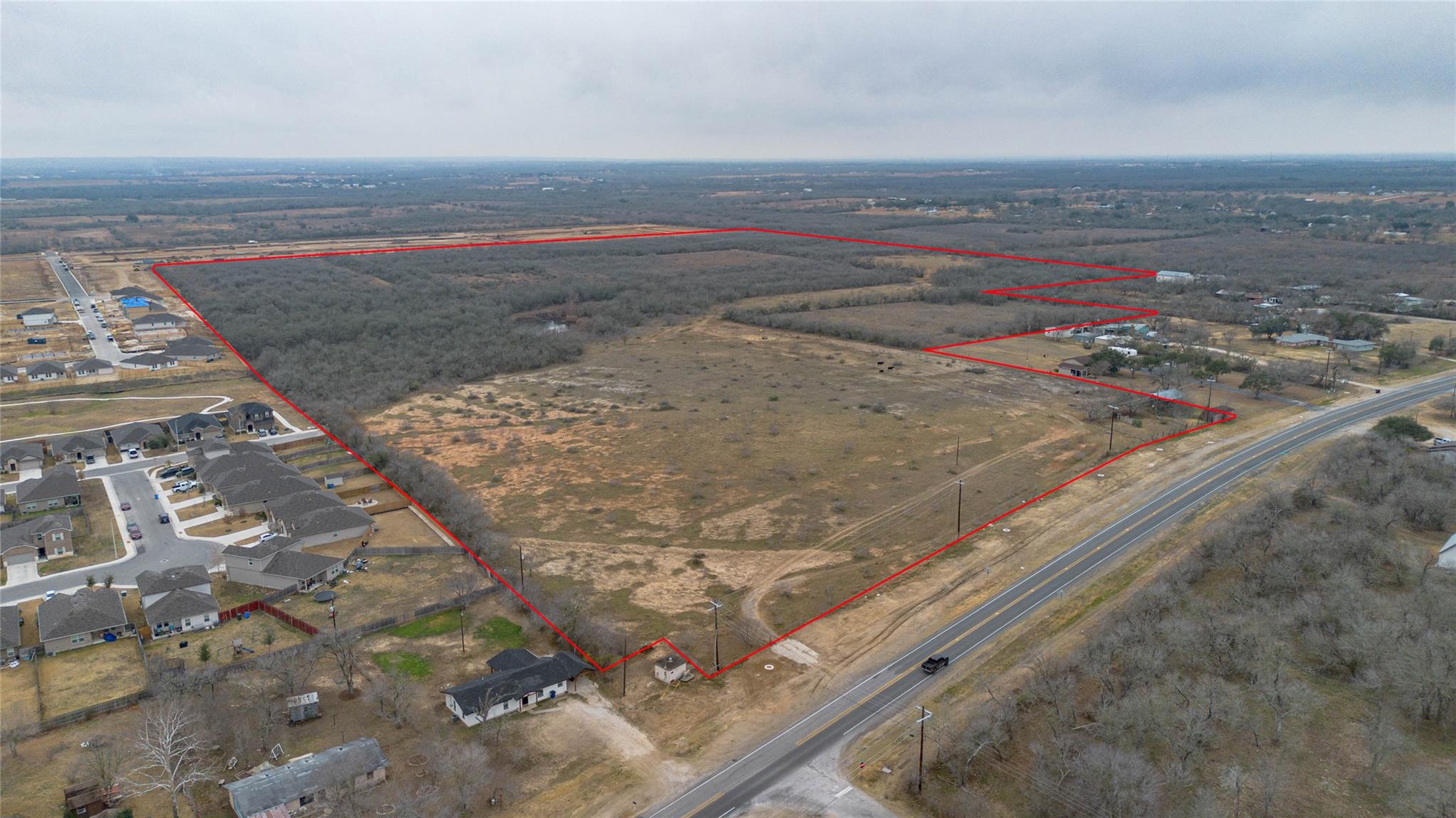 Overview of rural landscape with property parcel 