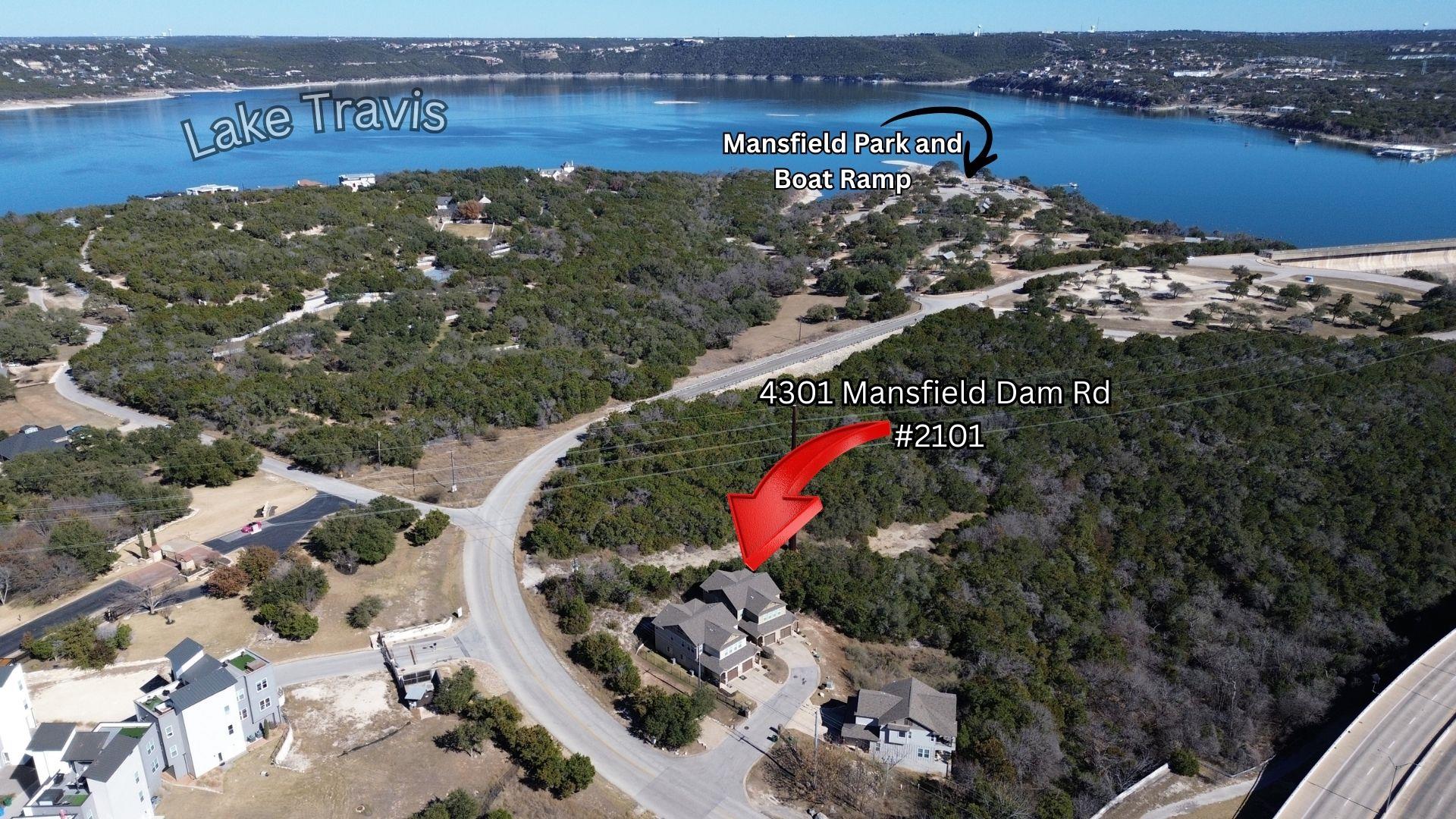 Drone / aerial view of a large body of water and 