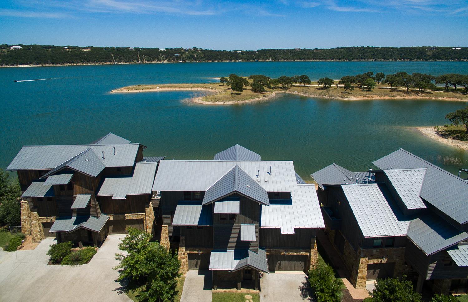Drone / aerial view of a nearby body of water