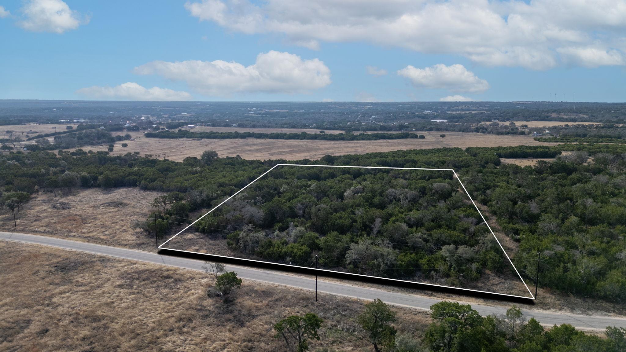 Aerial view of sparsely populated area with prope