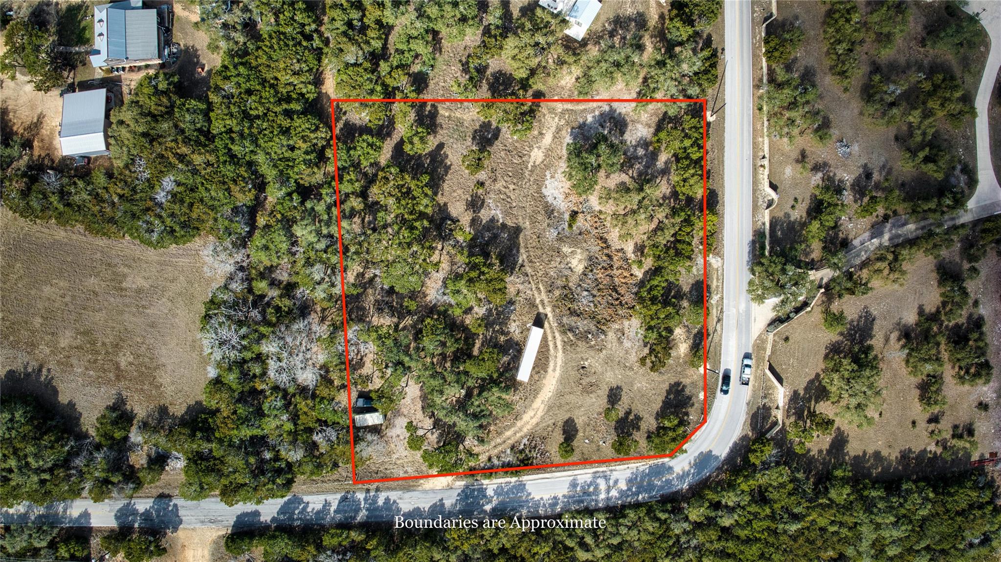 Aerial view of property's location with property 