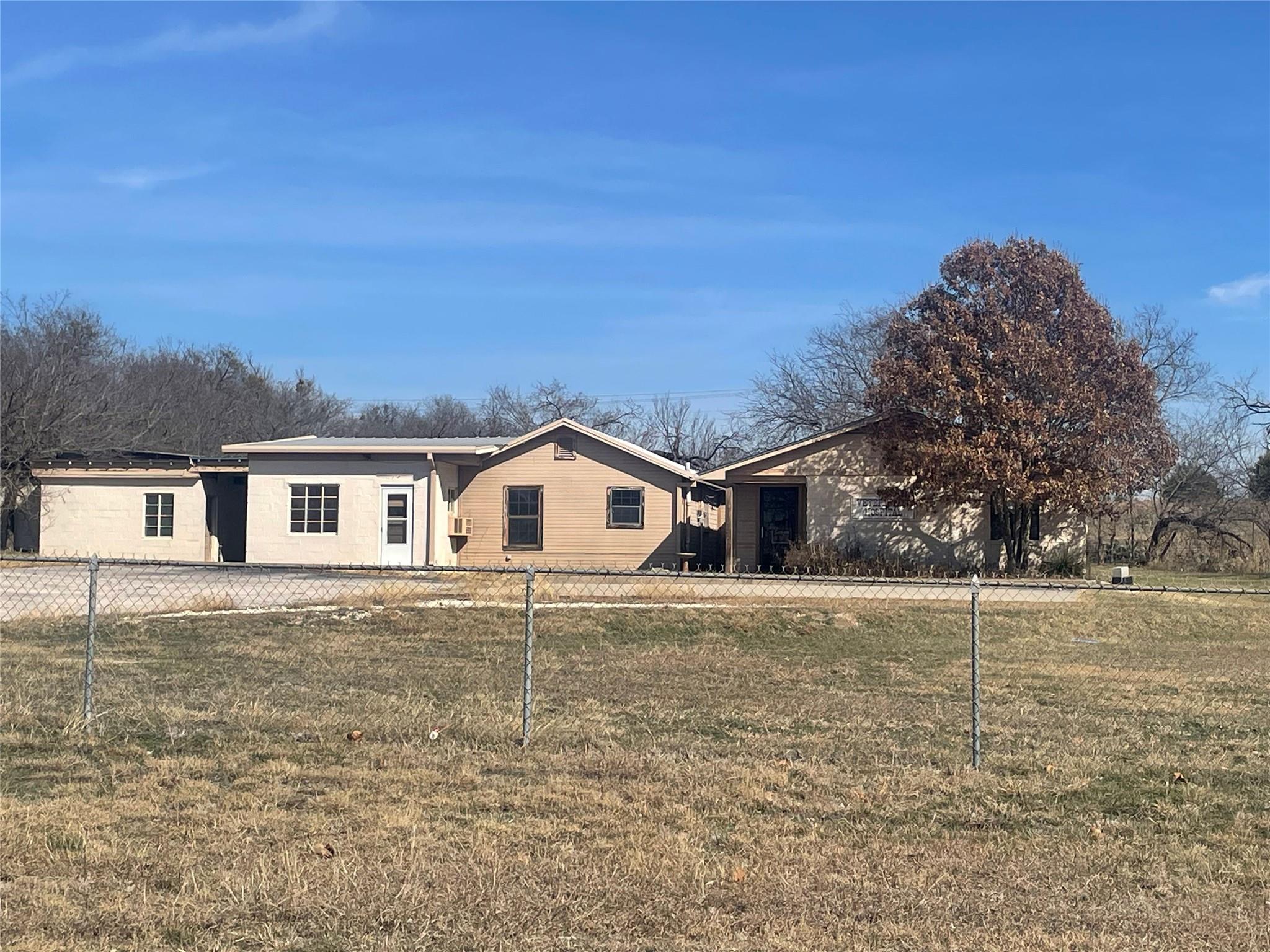 View of front of home with a fenced front yard