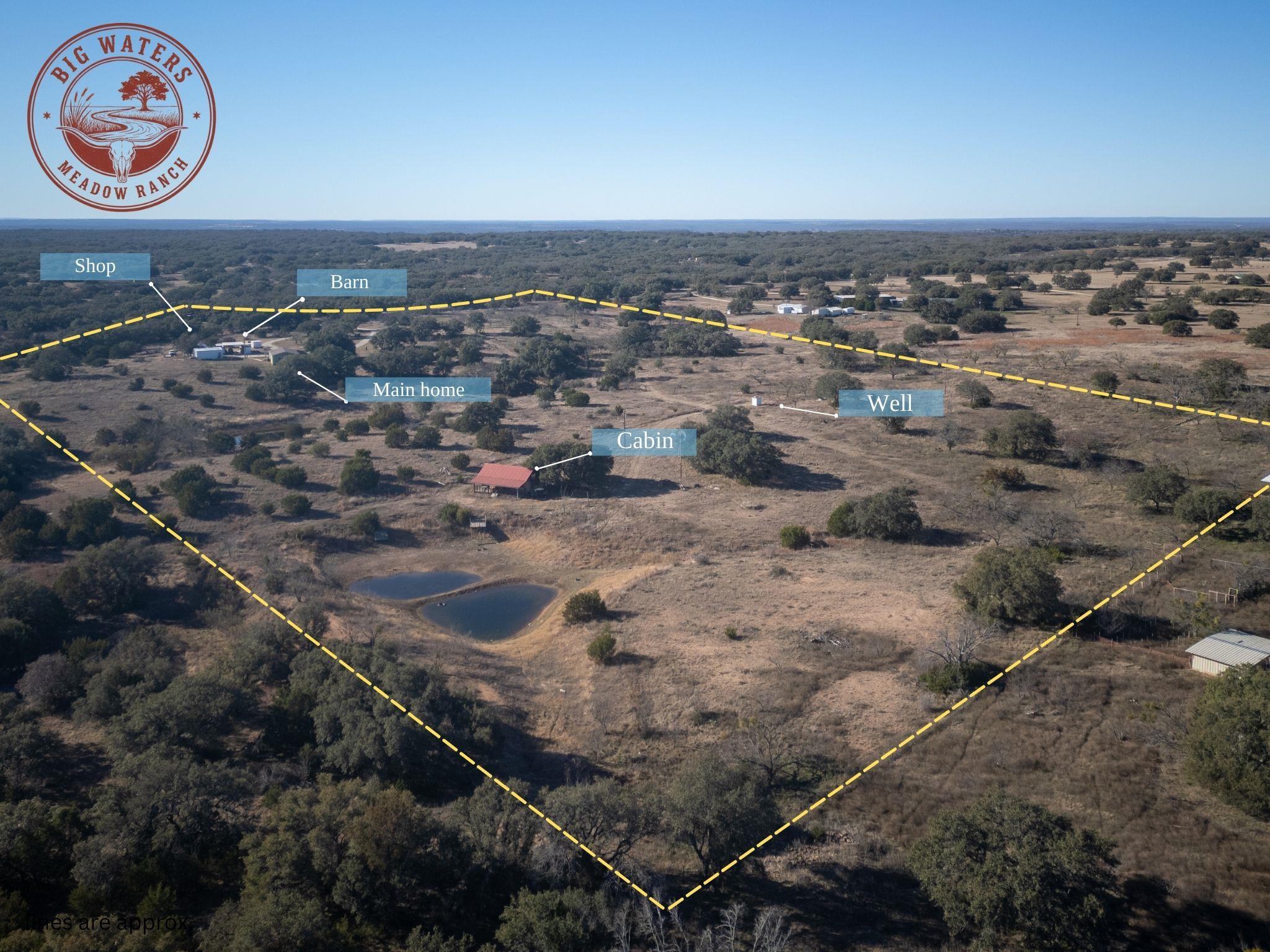 Overview of rural landscape with property boundar