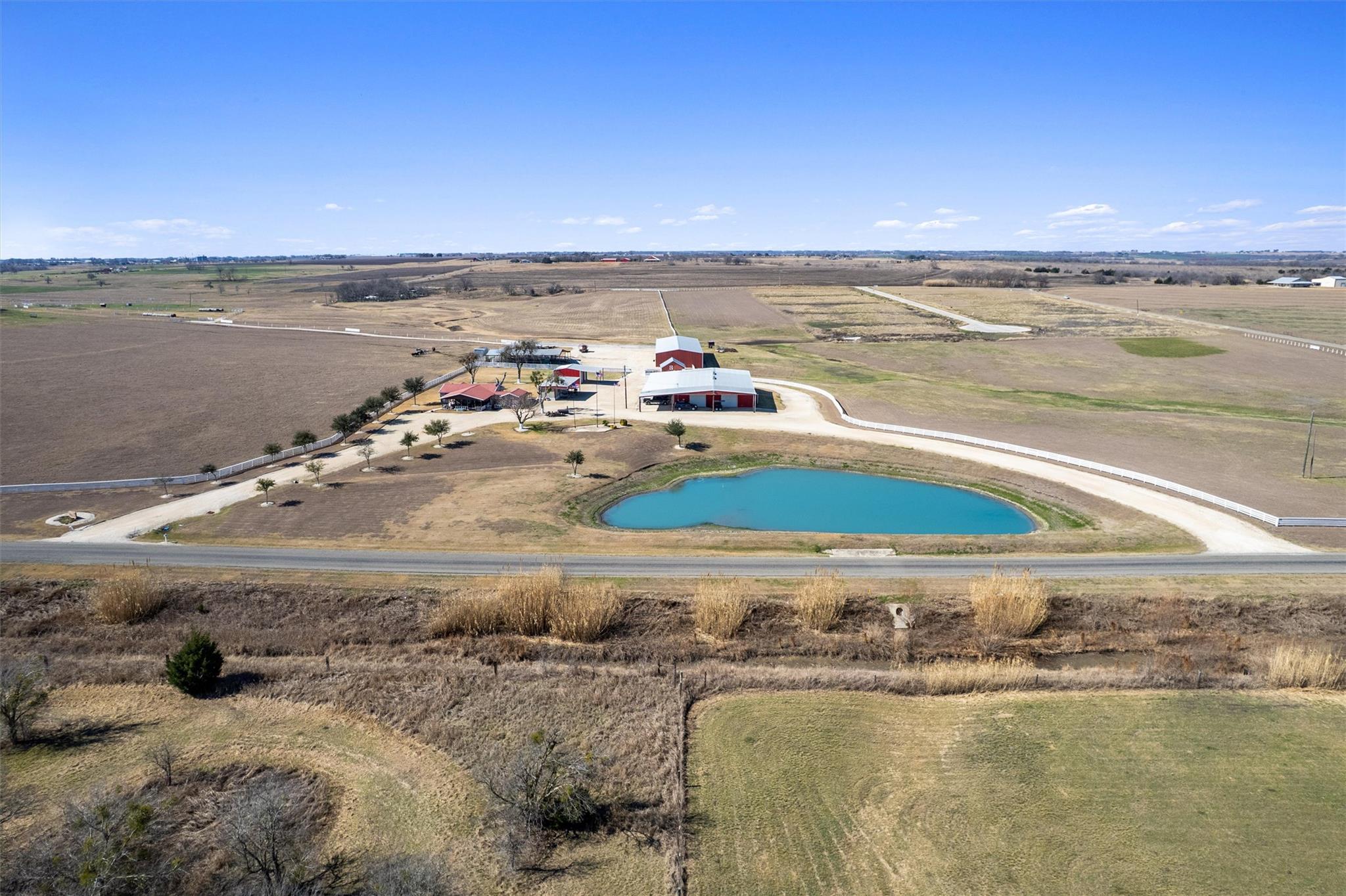 Overview of rural landscape featuring a nearby bo