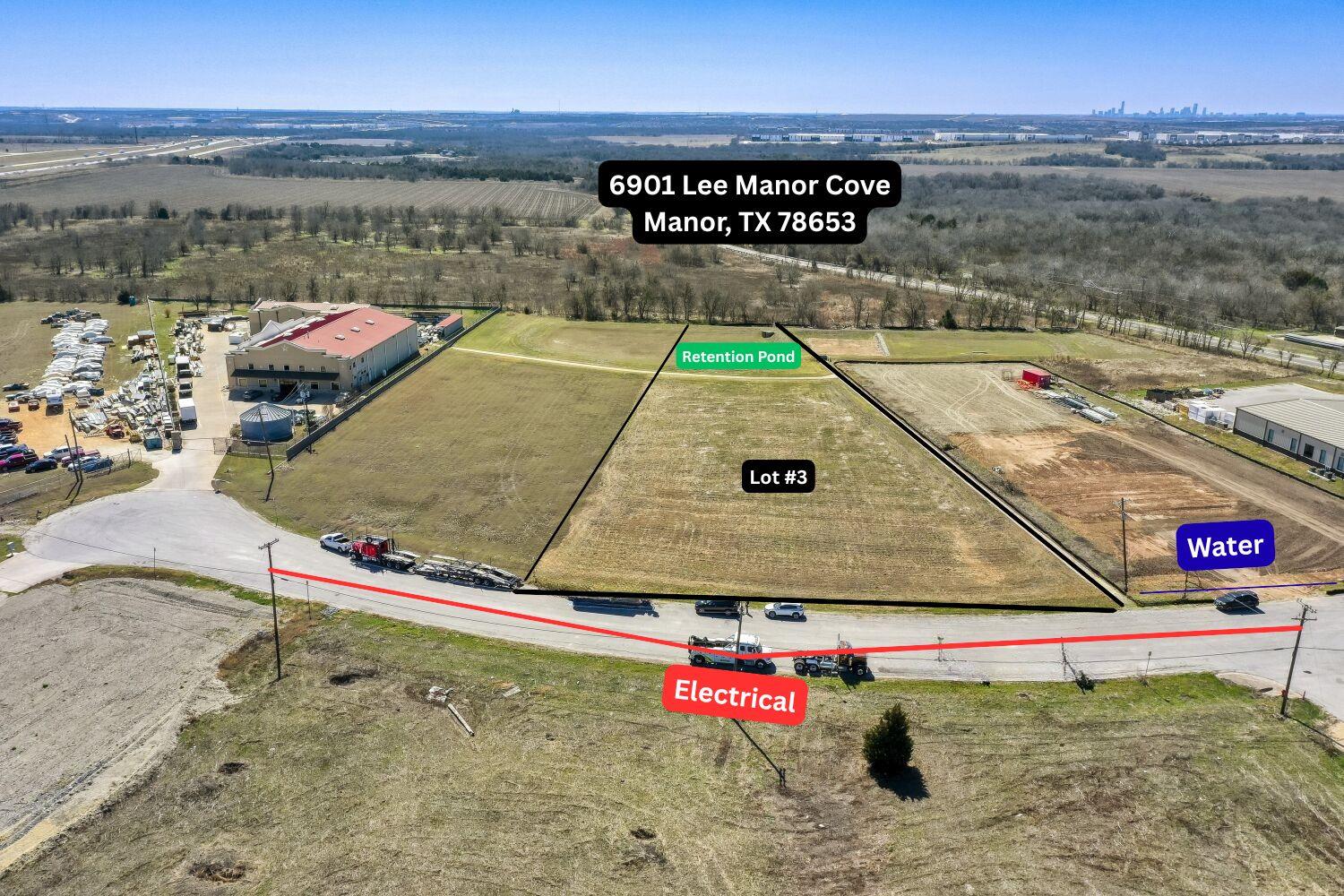 Aerial overview of property's location with prope