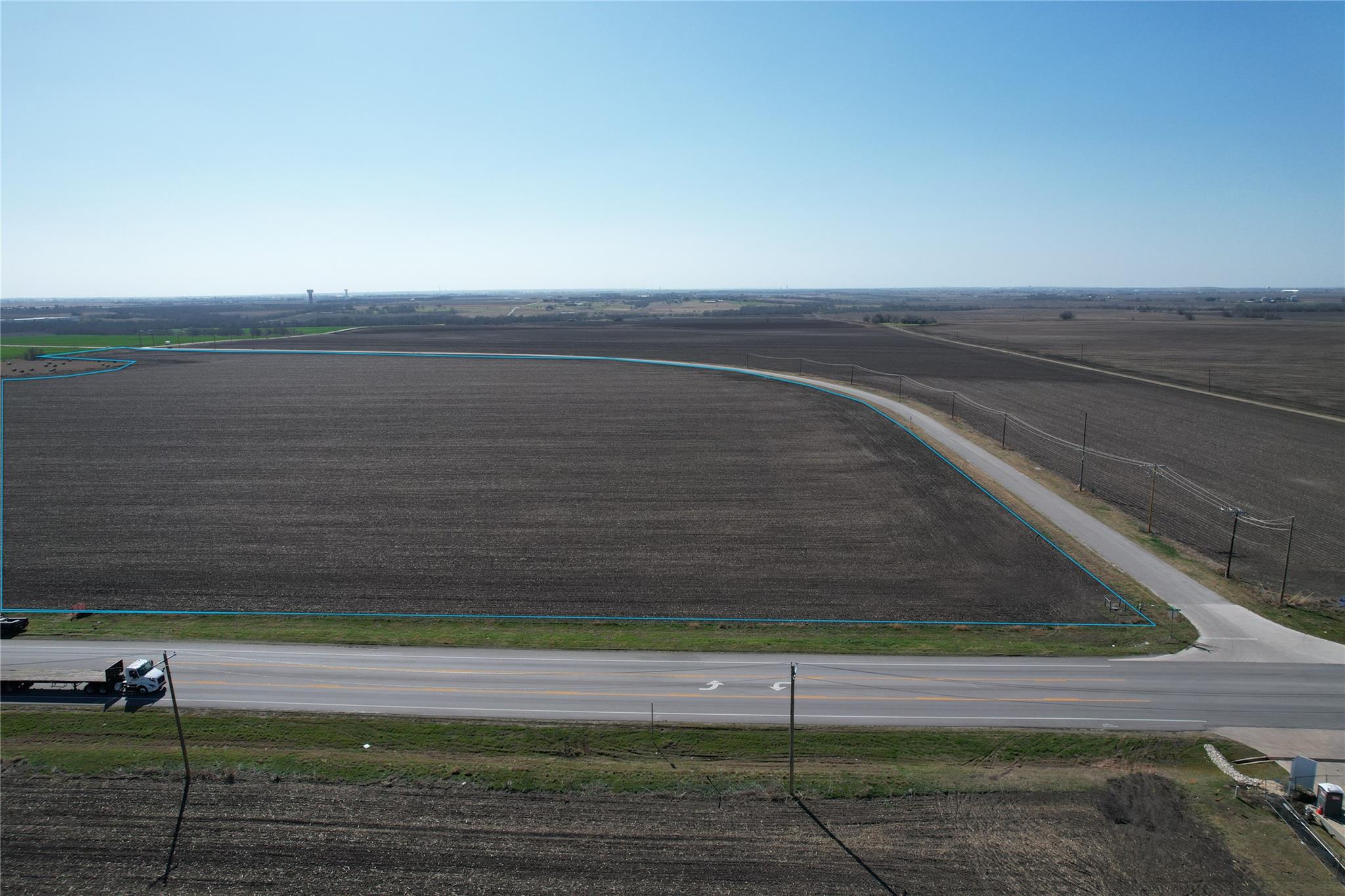 Overview of rural landscape with large plots for 