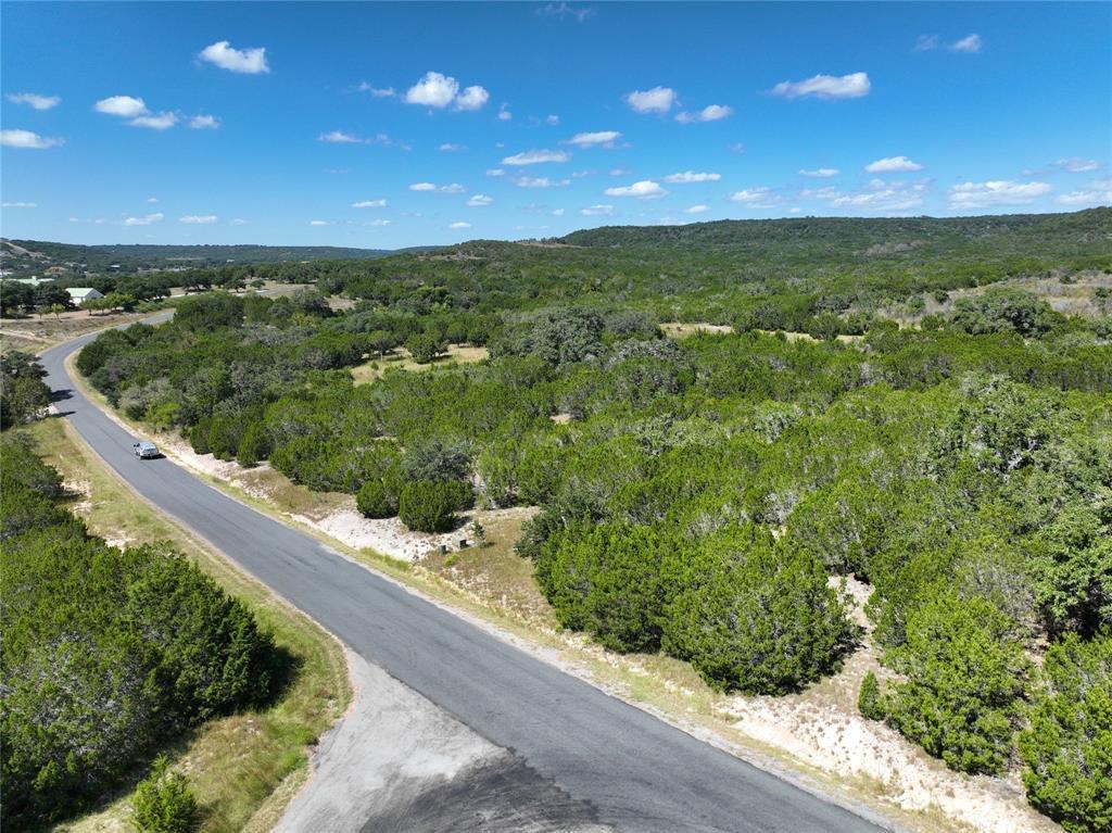 Aerial view of a heavily wooded area