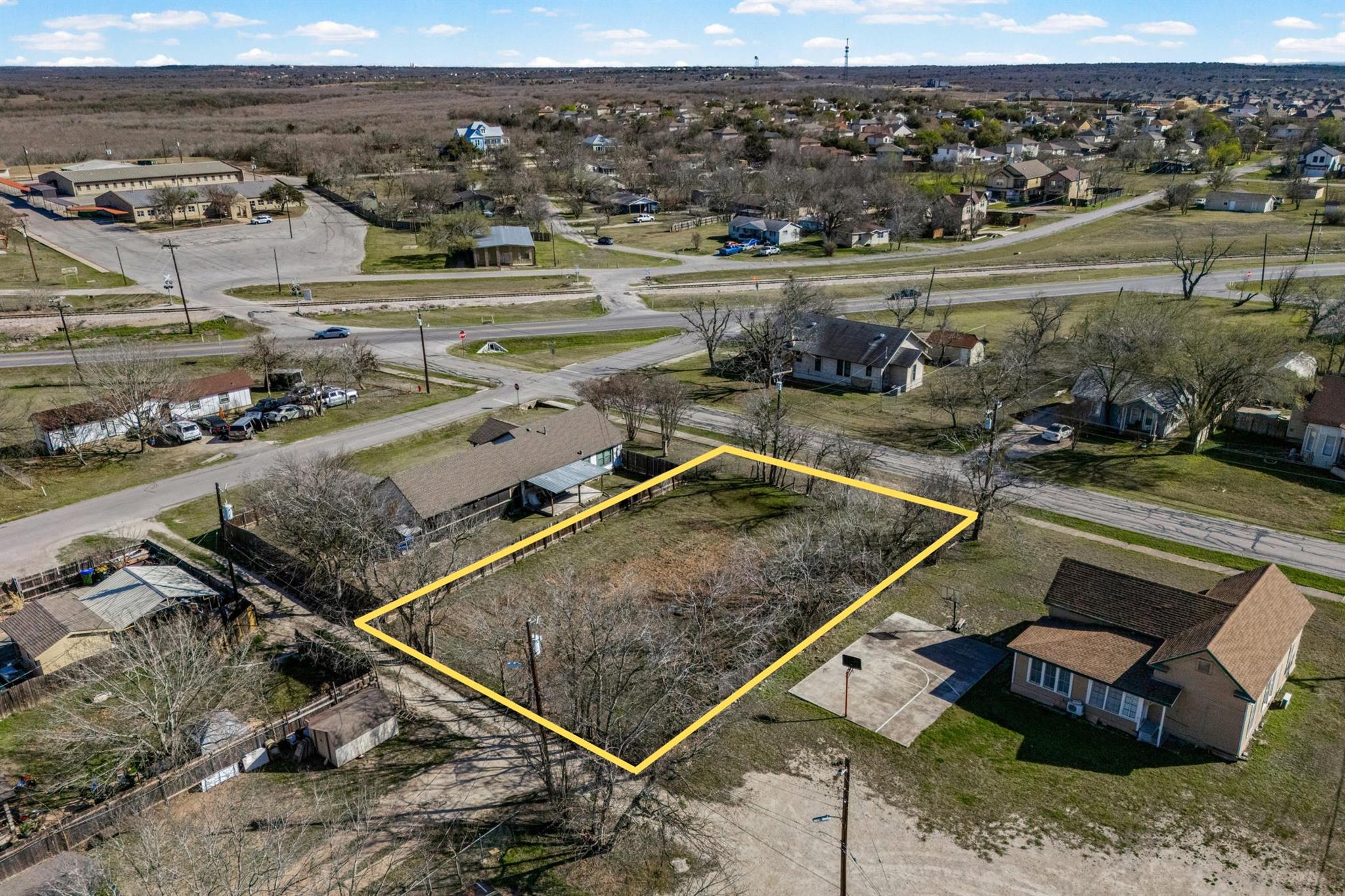Aerial perspective of suburban area featuring pro