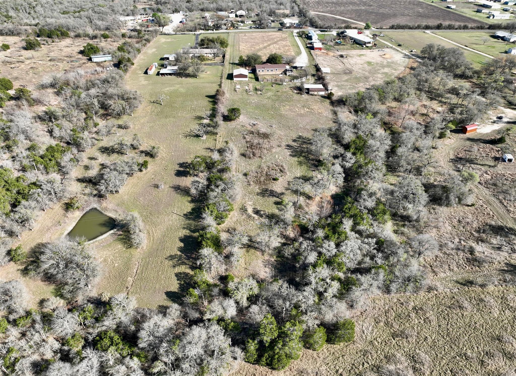 Overview of rural landscape featuring large plots
