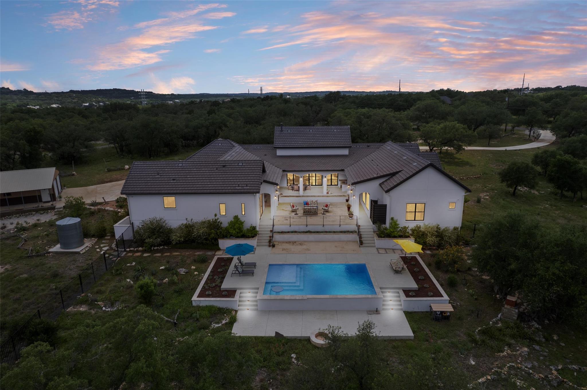 Contemporary residence featuring a large terrace,