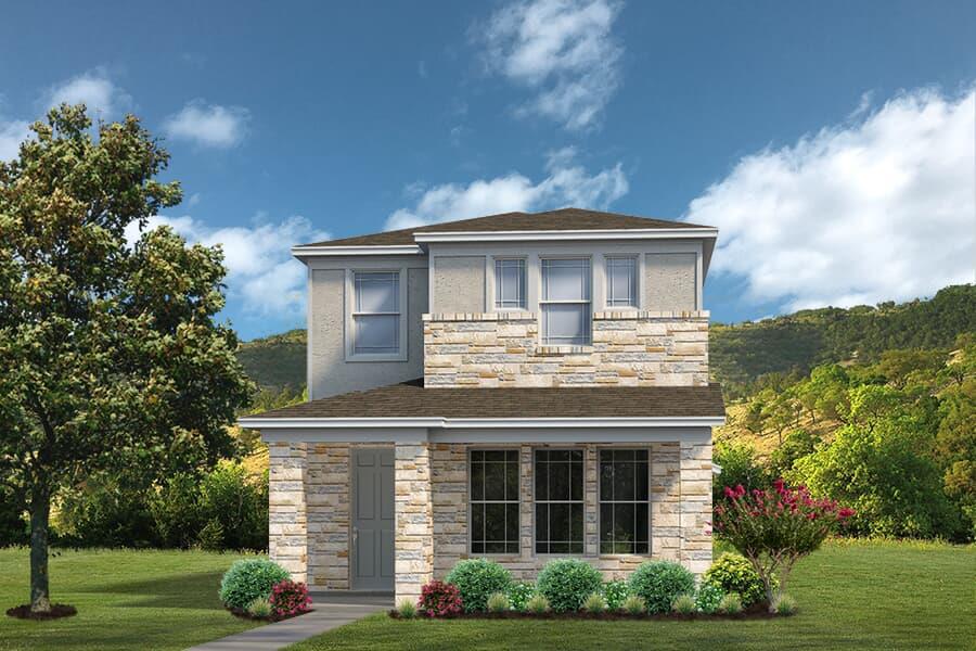 View of front of property with stone siding and a