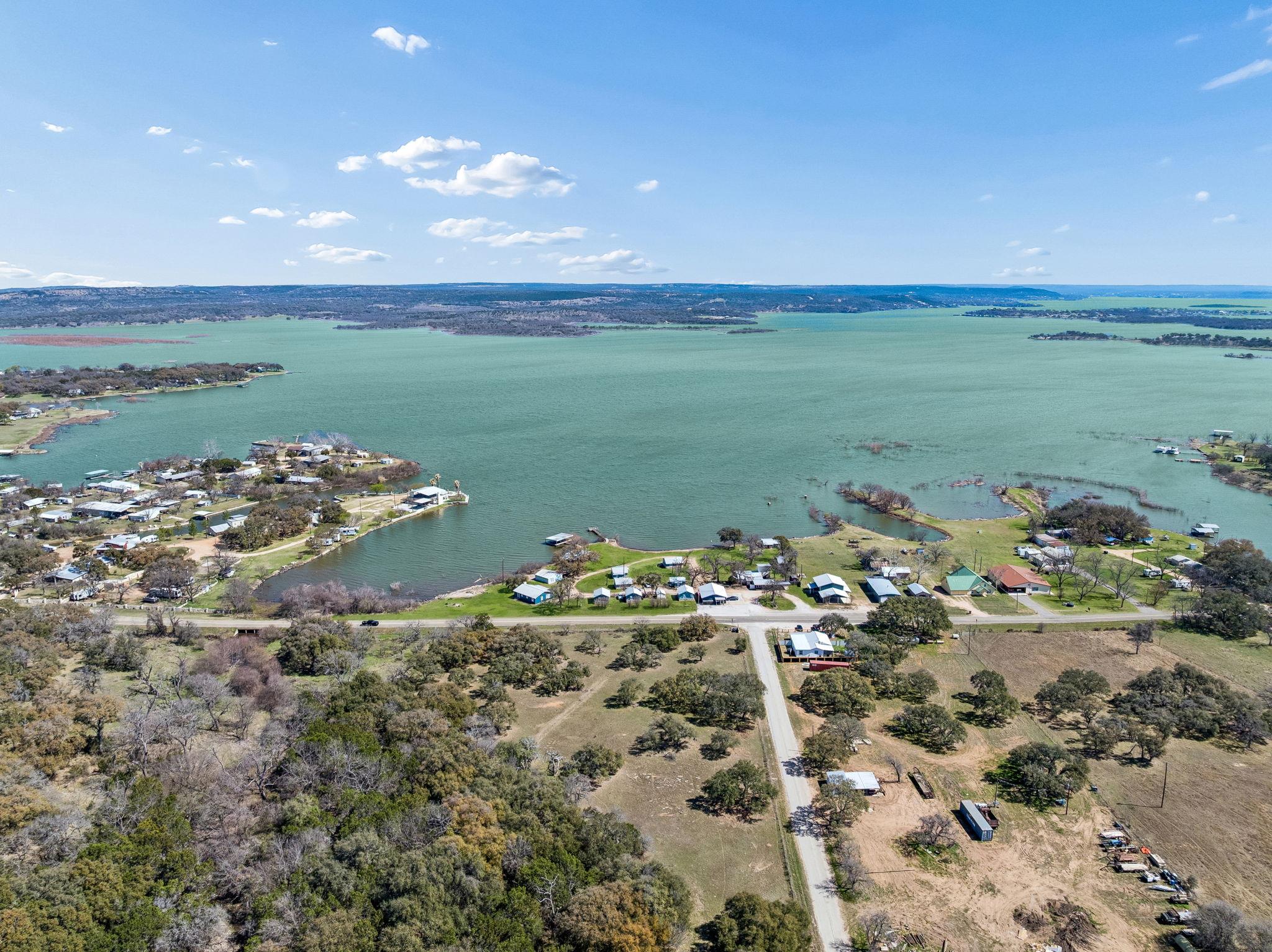Aerial view of a large body of water