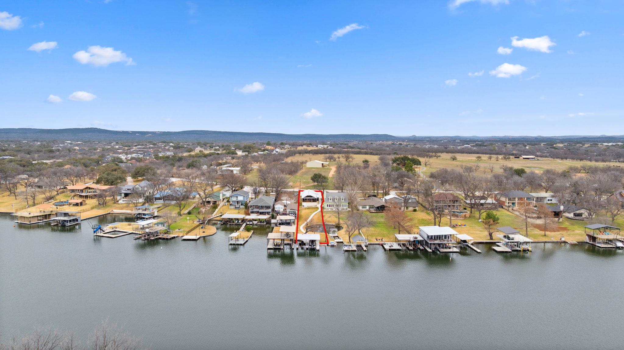 Aerial perspective of suburban area featuring a w