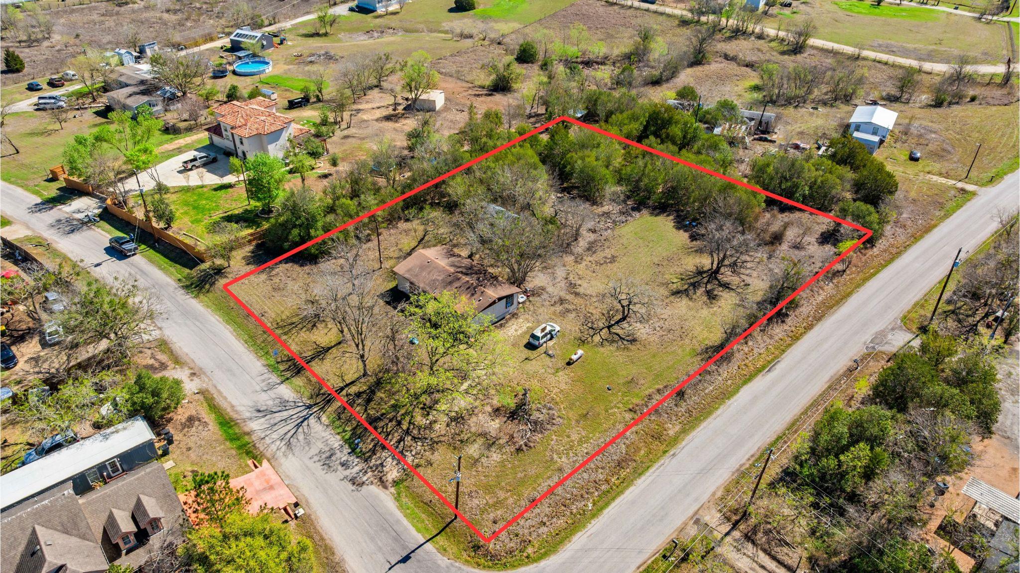 Aerial view of sparsely populated area featuring 