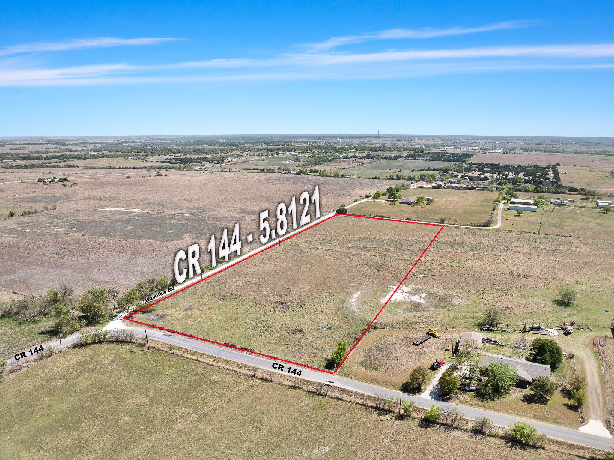 Overview of rural landscape with property parcel 