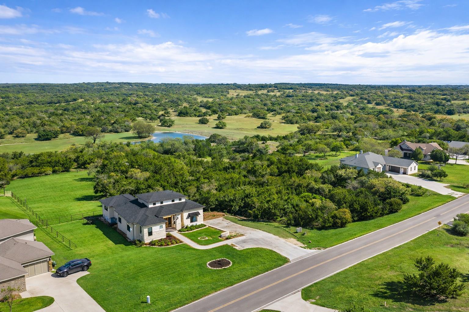 Drone / aerial view of a large body of water