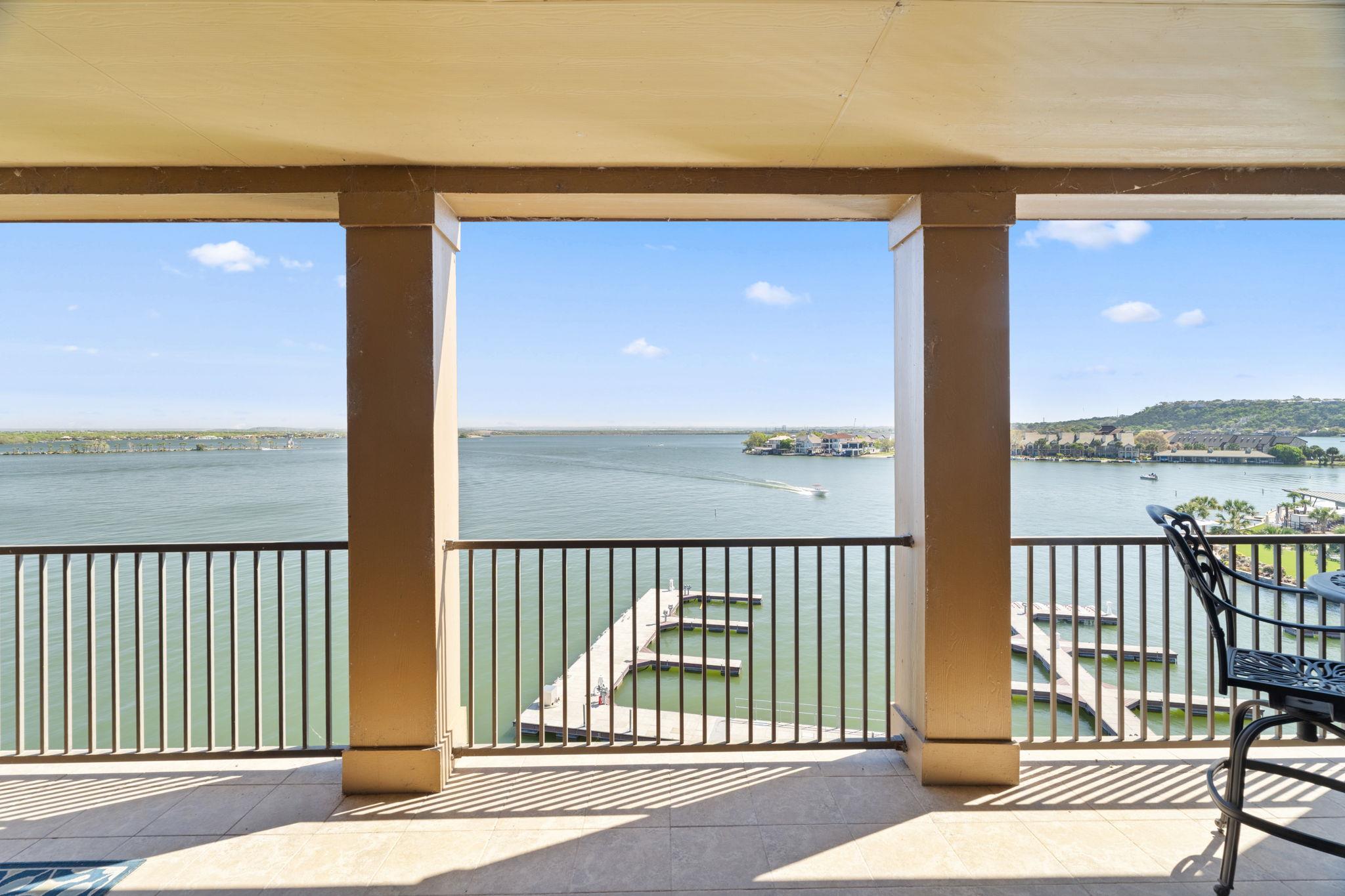 Balcony with a water view