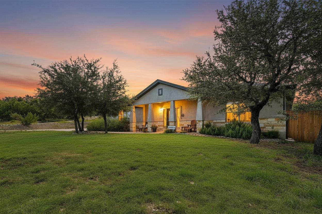 A welcoming front porch invites serene relaxation