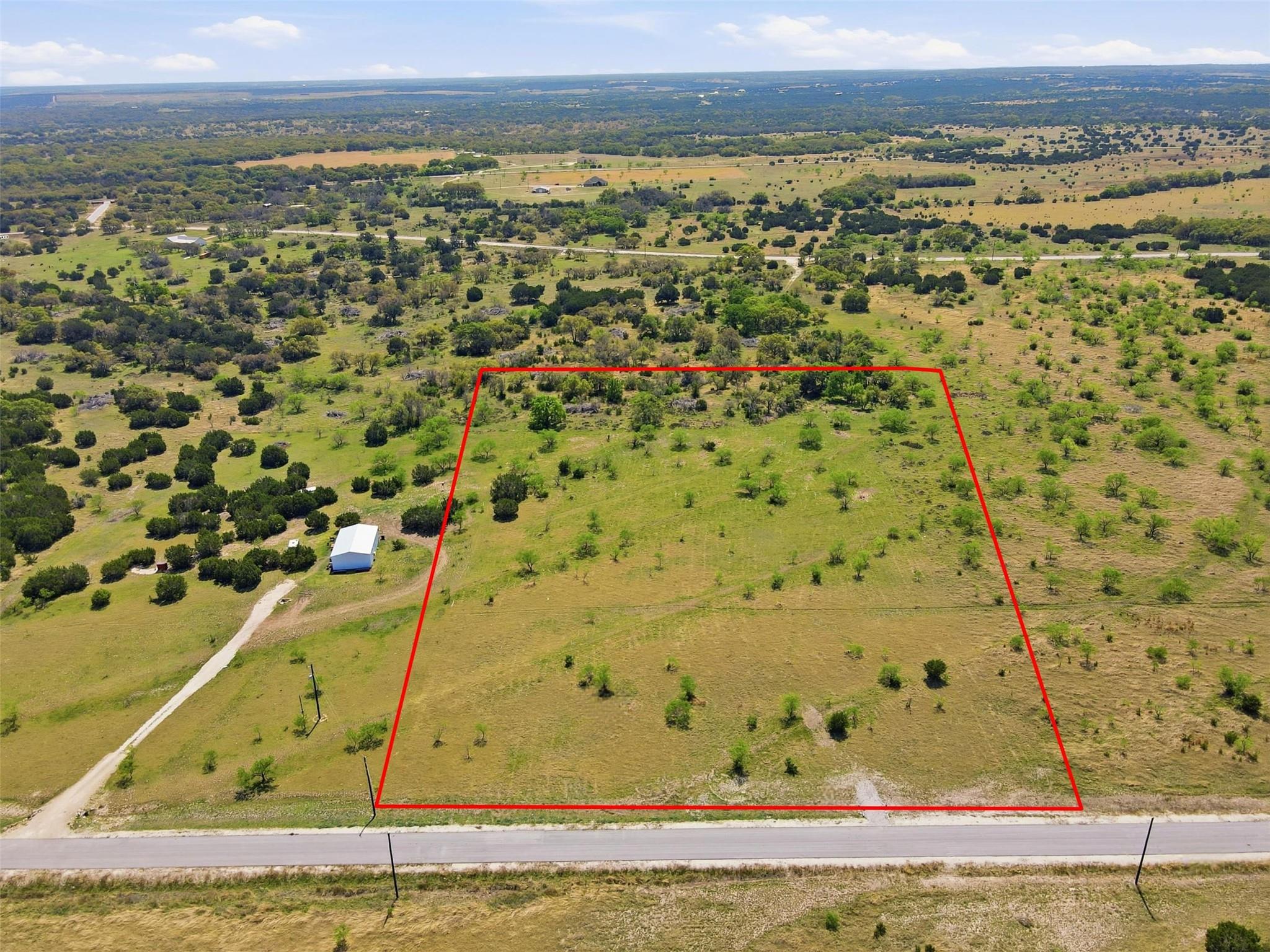 View of rural area with property boundaries highl