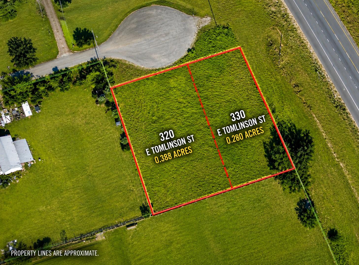 Two distinct land parcels, each with clearly deli