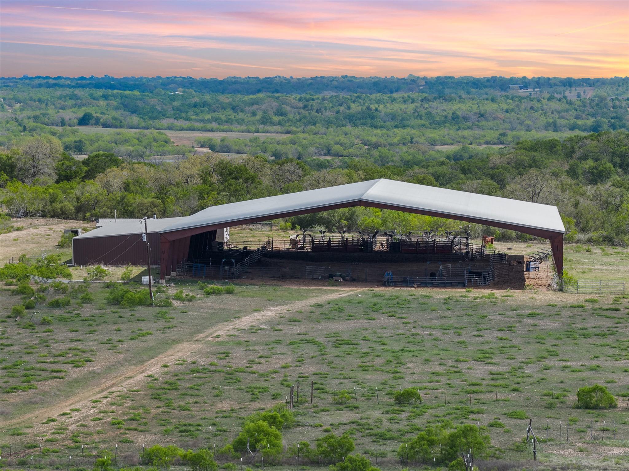 Aerial view at dusk of a view of rural / pastoral