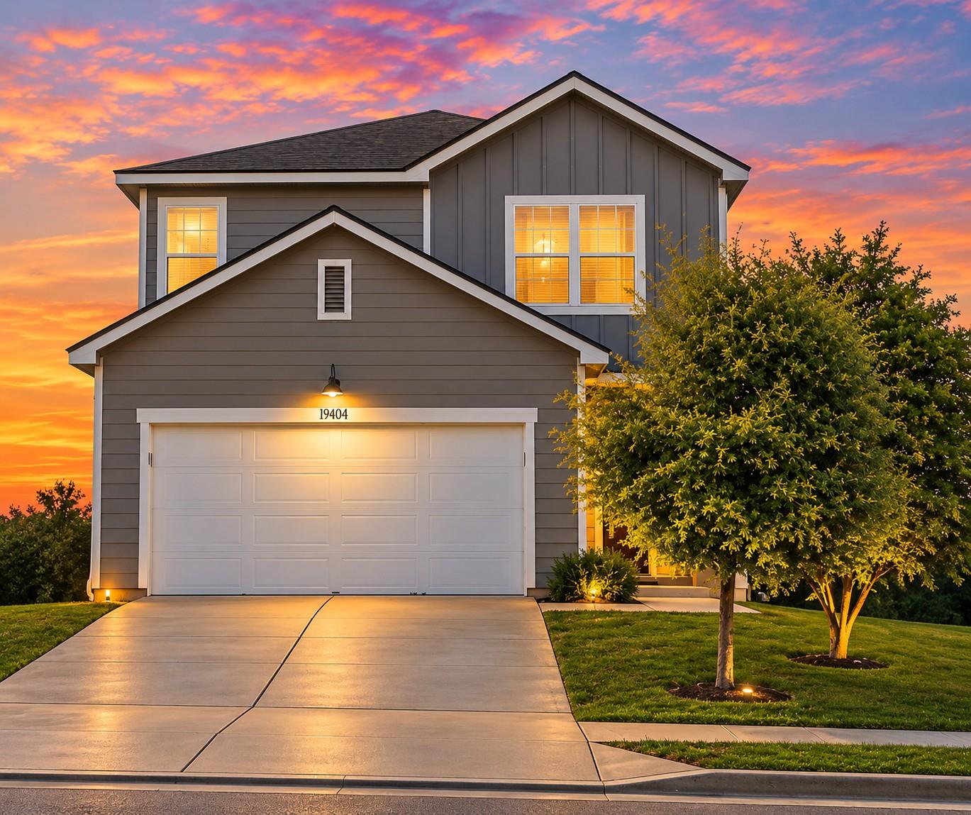A classic two-story exterior showcases horizontal