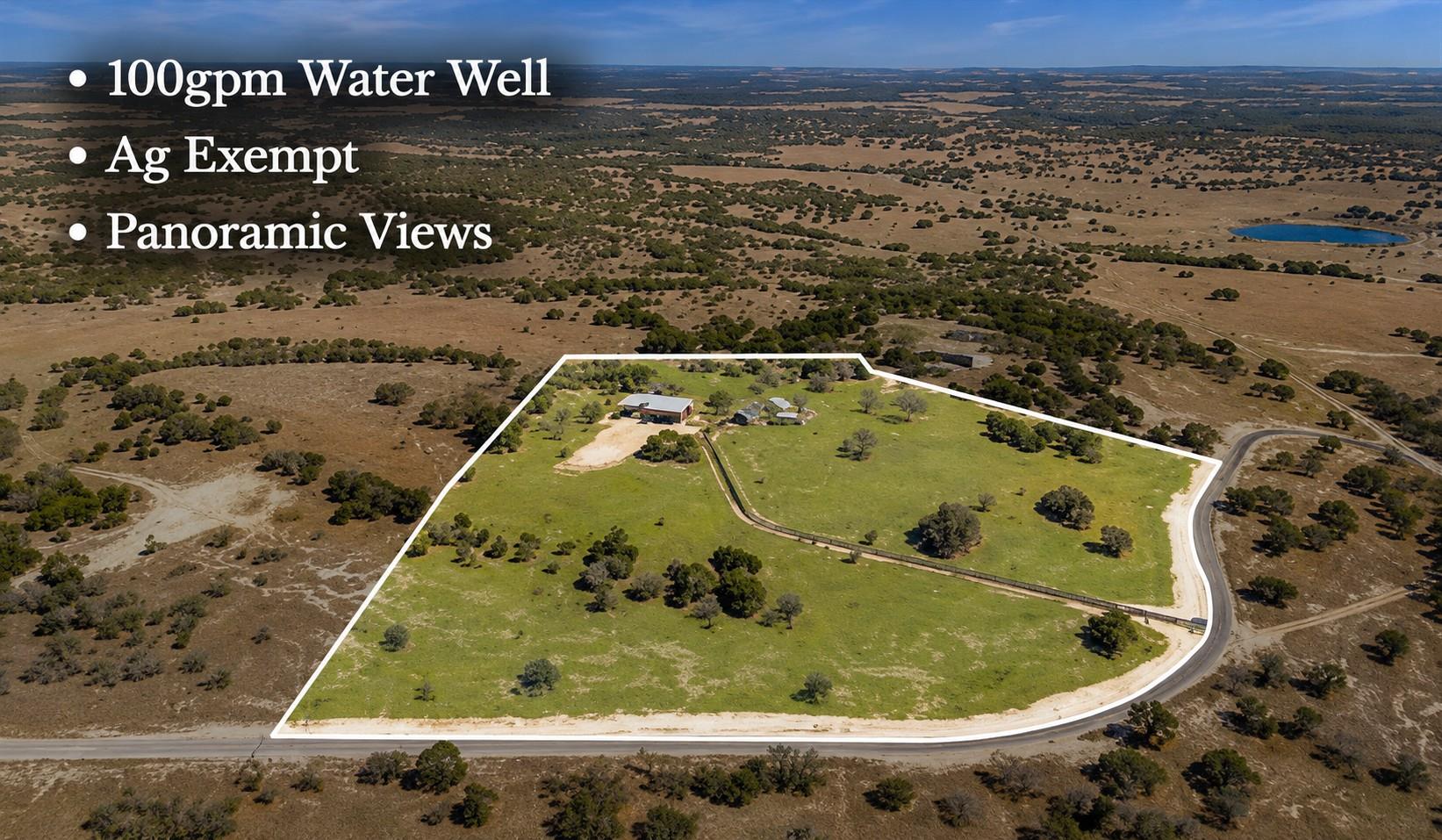 An aerial perspective showcases a vast, green lot