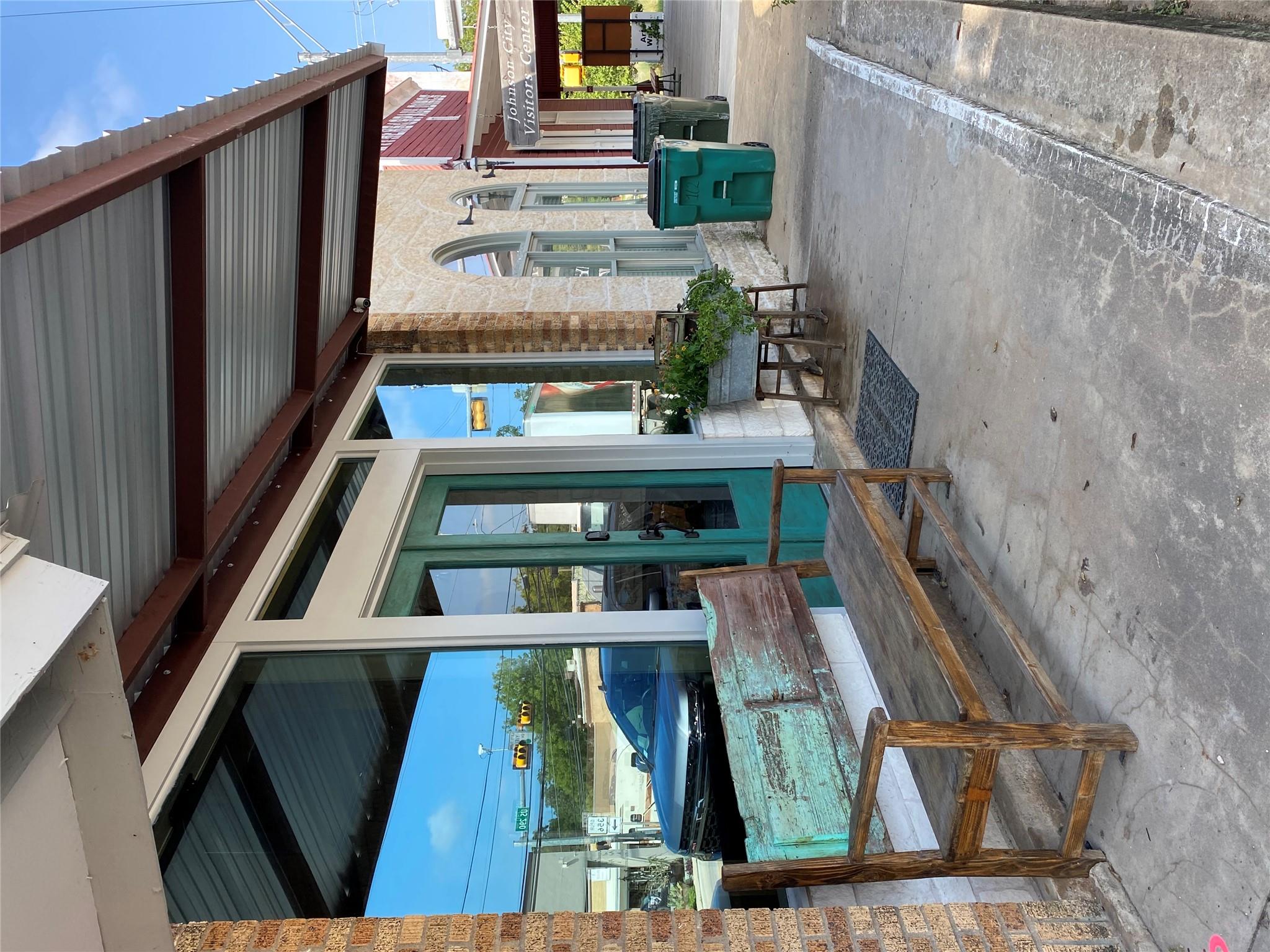 View of patio featuring french doors