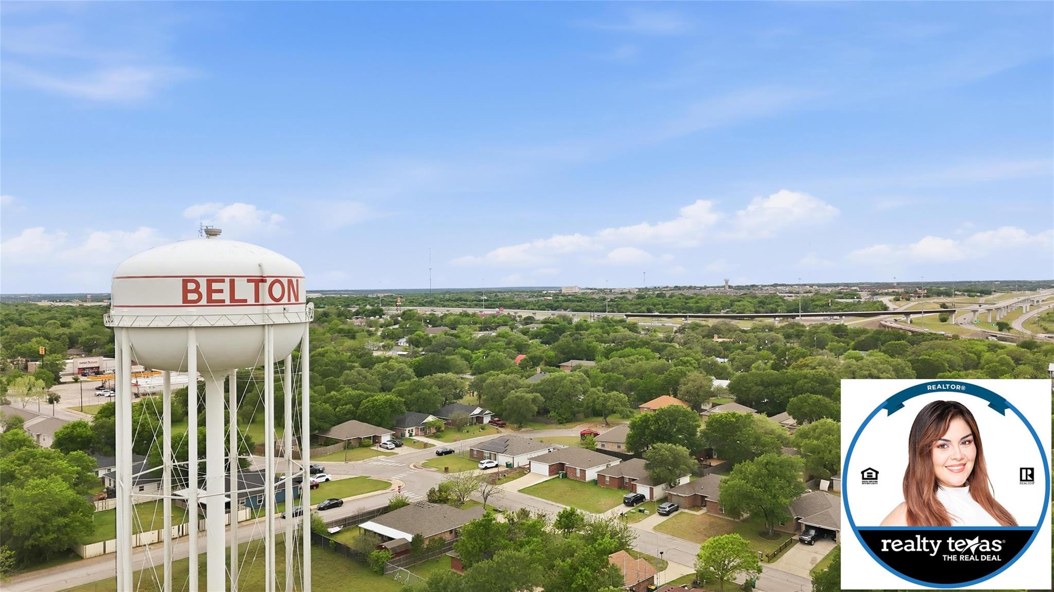 Aerial perspective of suburban area