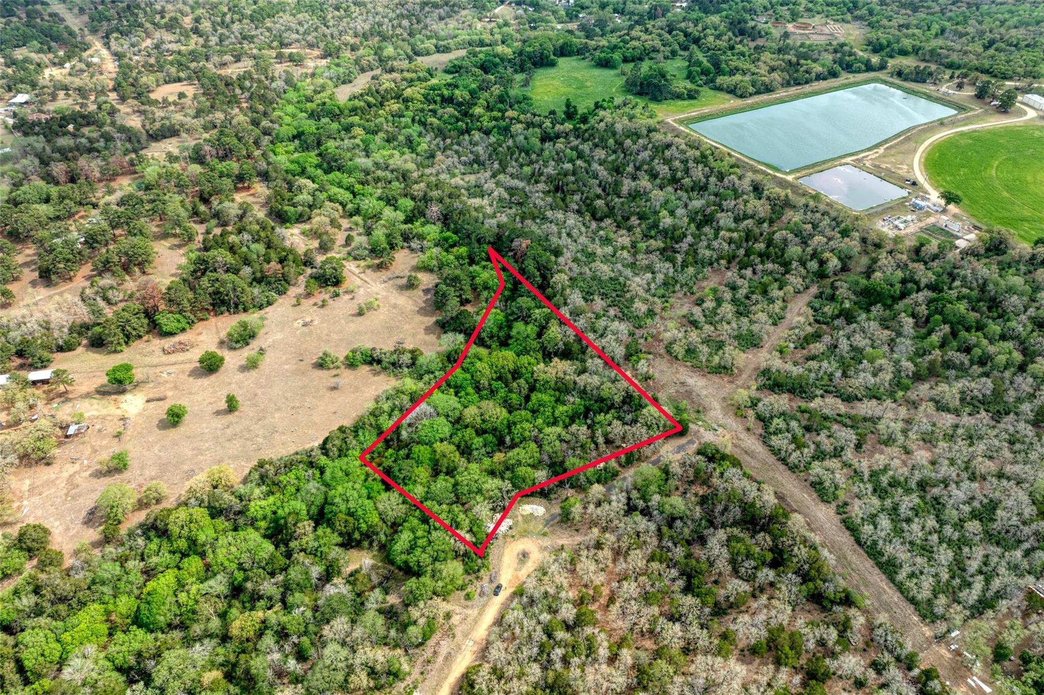 Overview of rural landscape with property parcel 