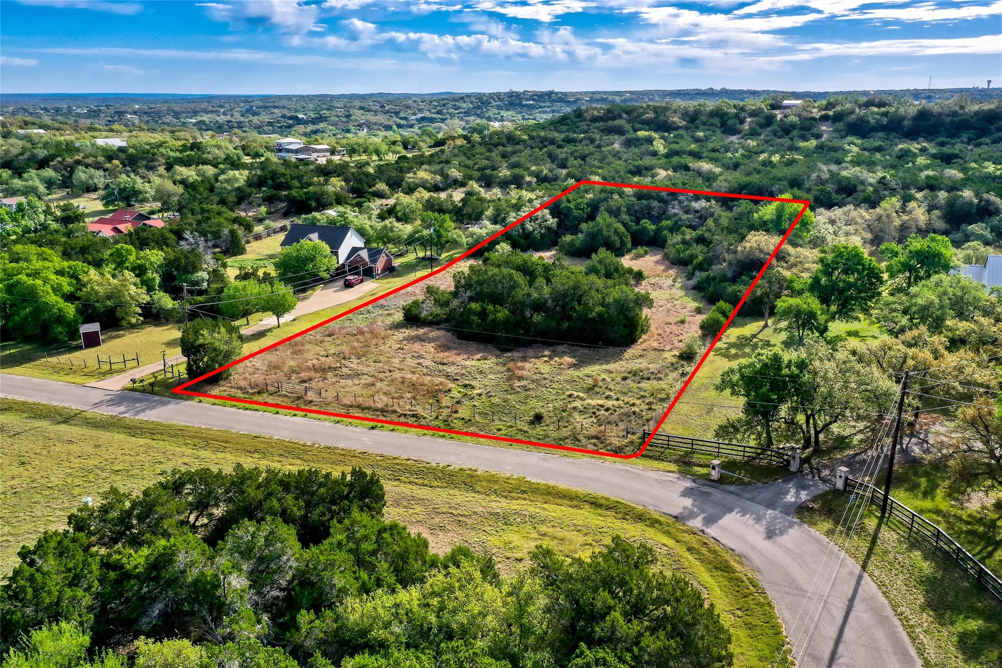 Aerial overview of property's location with prope