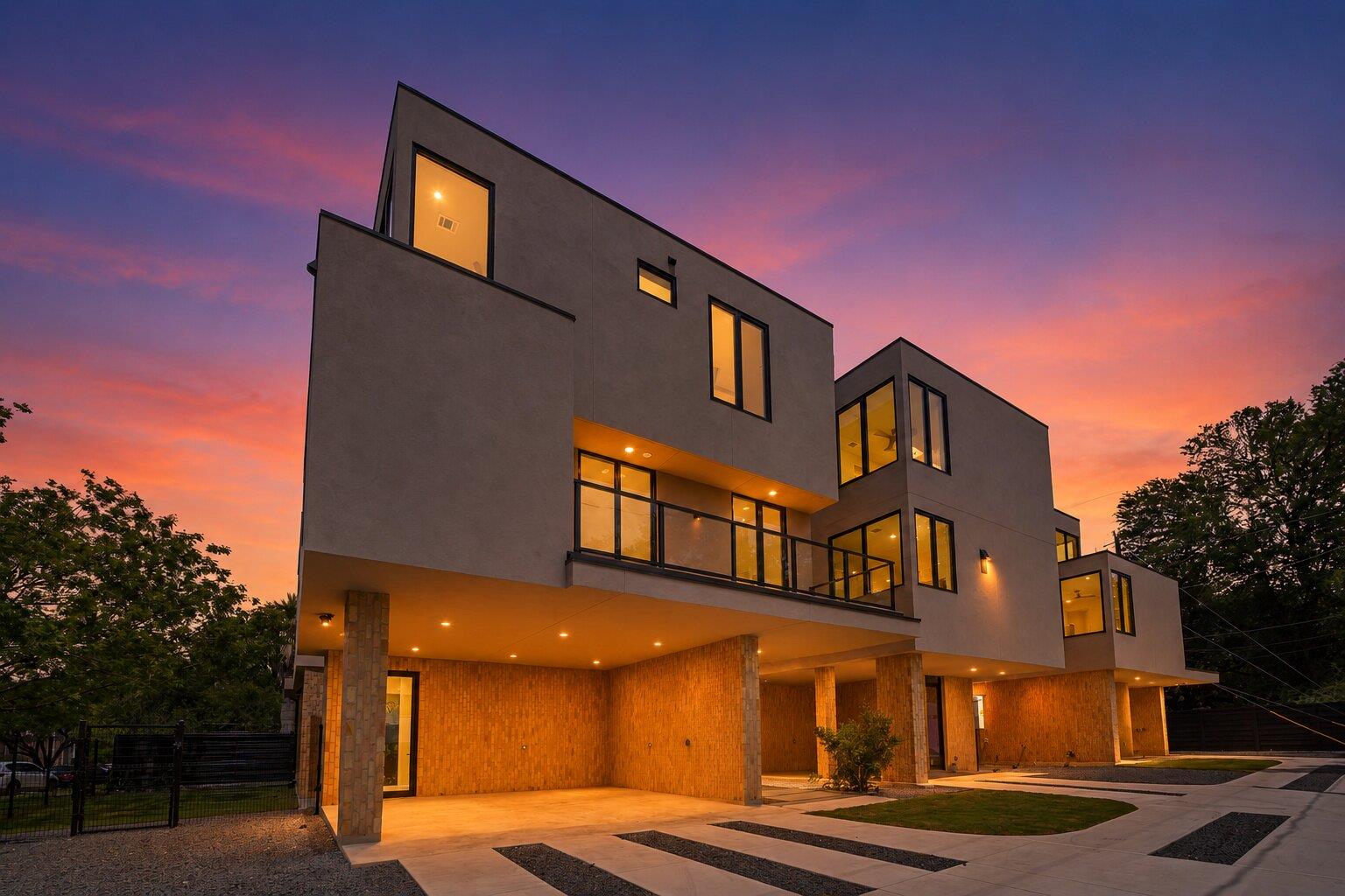 Bold lines define this contemporary multi-level r