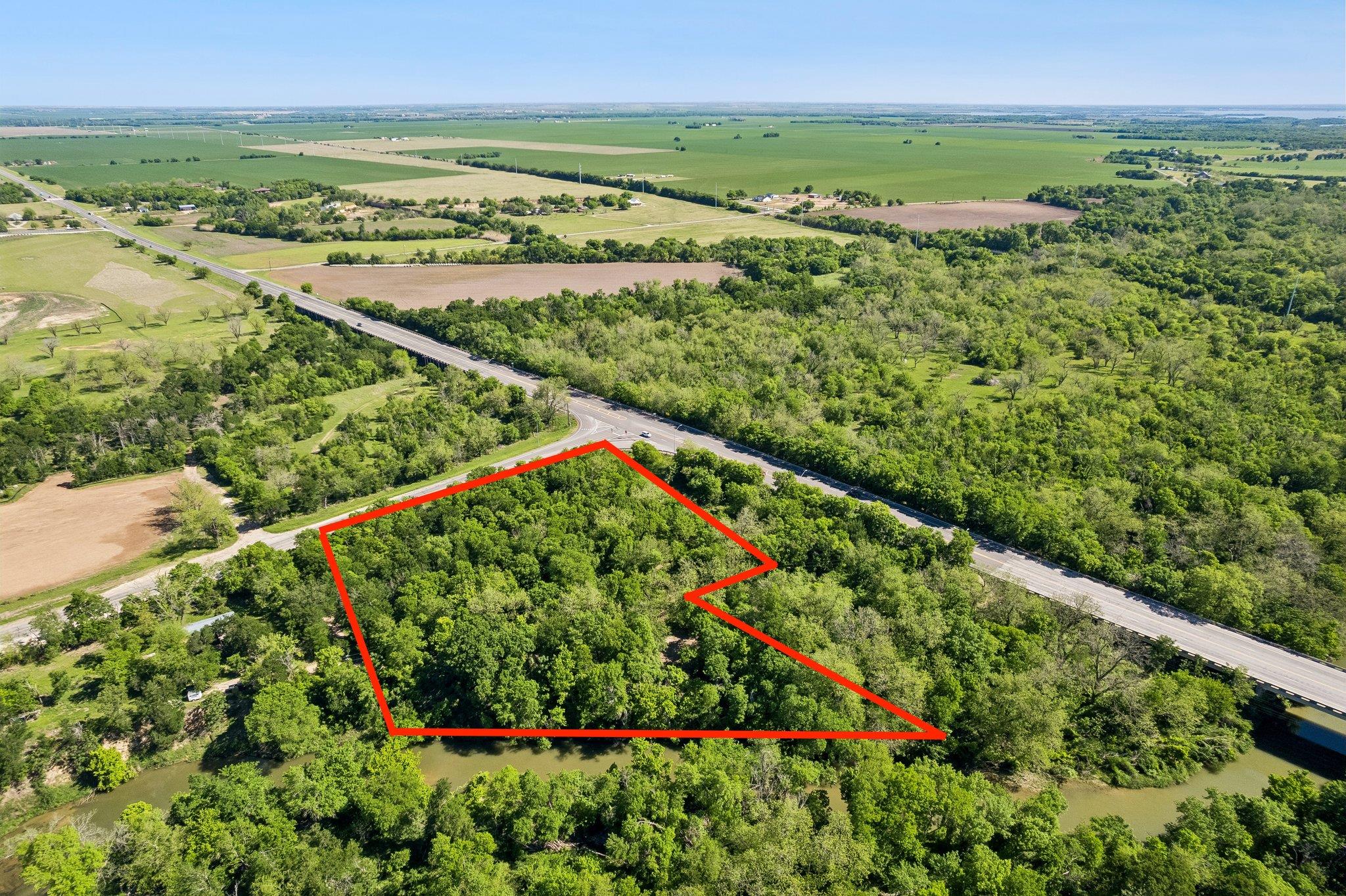 Aerial view of sparsely populated area featuring 