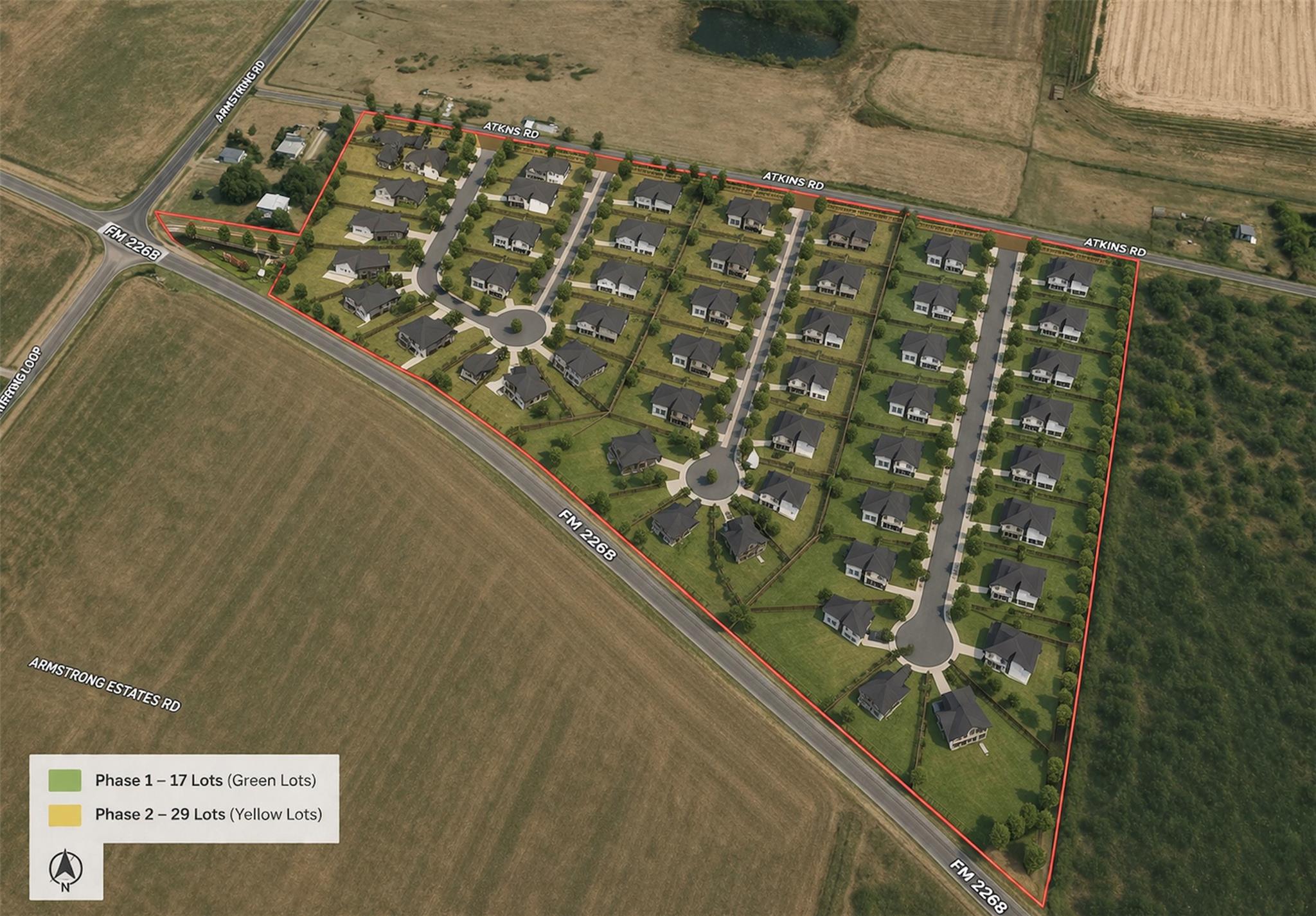 Aerial map of property and surrounding area featu