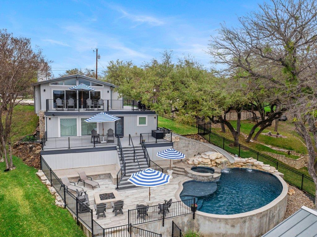 This property features a multi-level outdoor livi