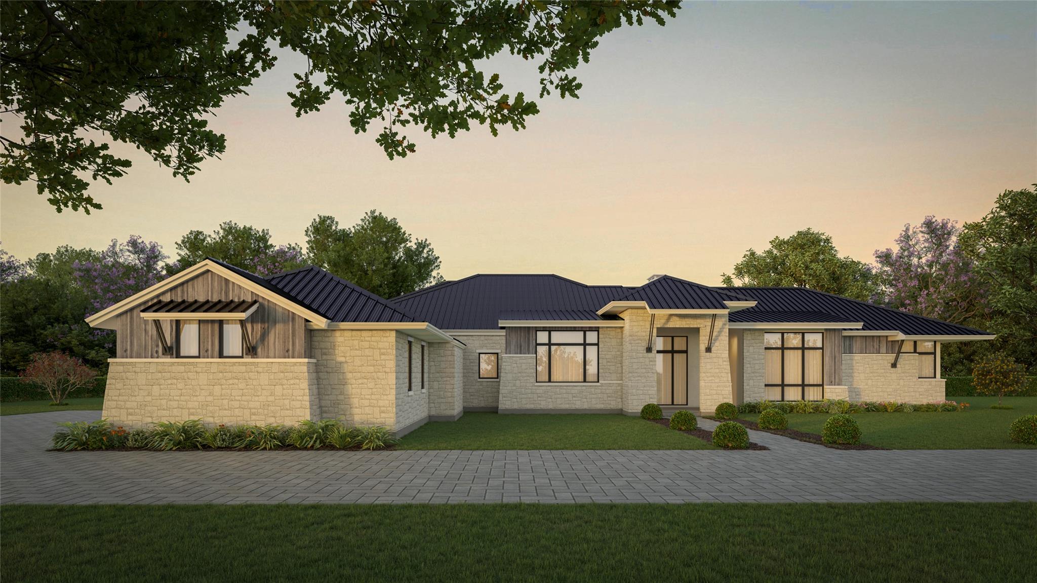 Contemporary residence featuring a light-toned st