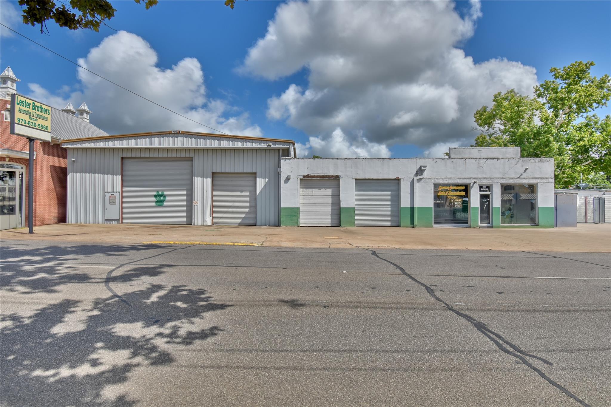 Commercial property featuring a corrugated metal 