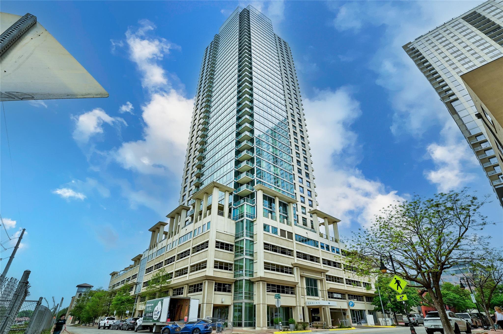 Modern high-rise residential building featuring a
